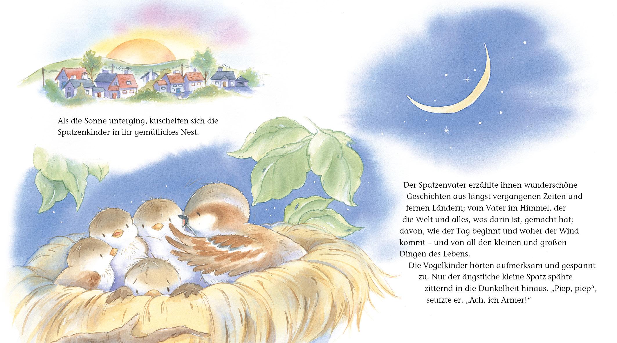 Beispielinhalt (Bild) Der ängstliche kleine Spatz