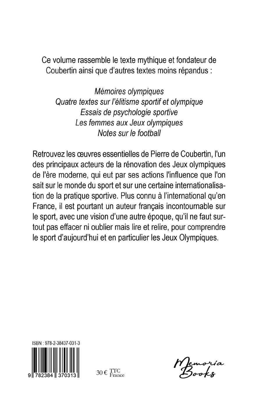 Rückseitencover Oeuvres essentielles de Pierre de Coubertin
