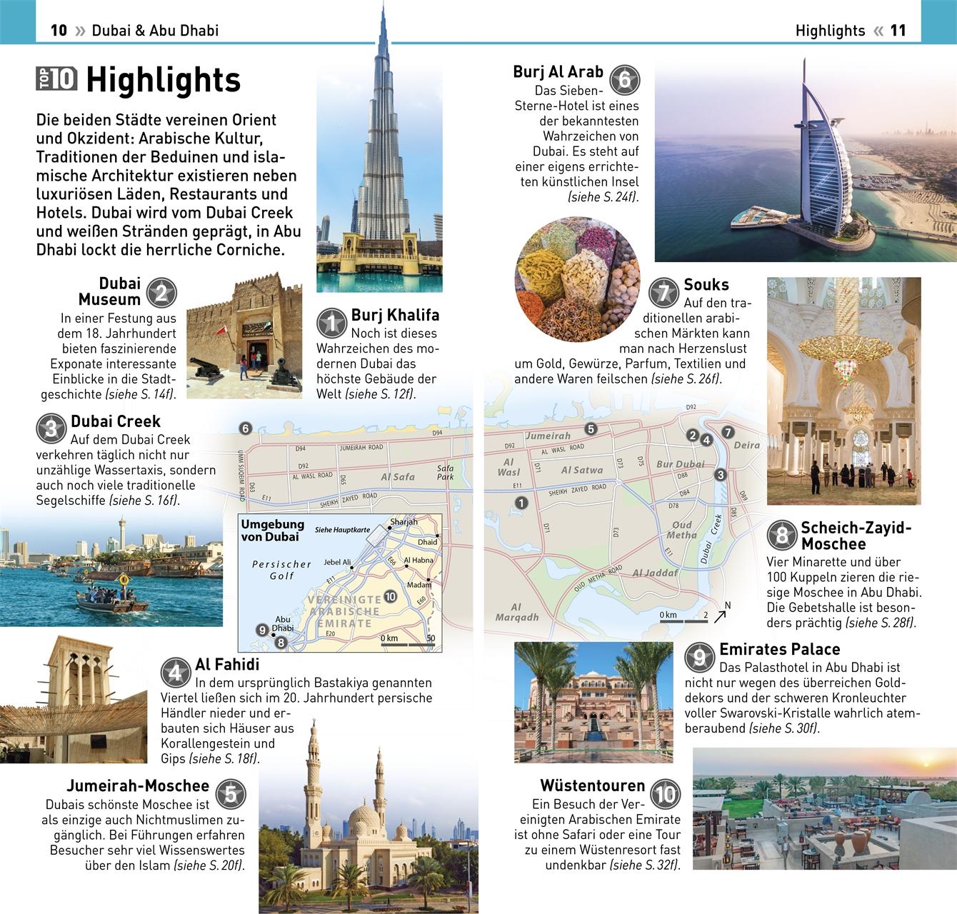 Beispielinhalt (Bild) TOP10 Reiseführer Dubai & Abu Dhabi