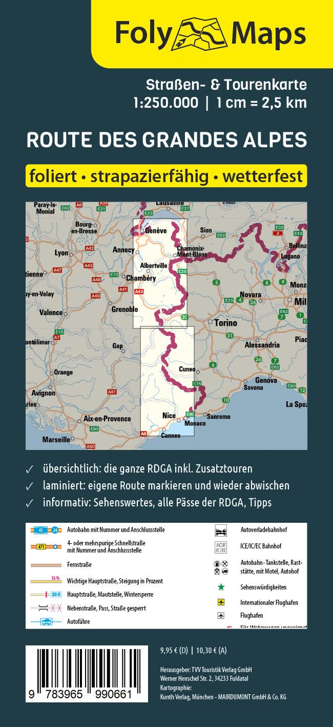 Rückseitencover FolyMaps Route des Grandes Alpes Spezialkarte