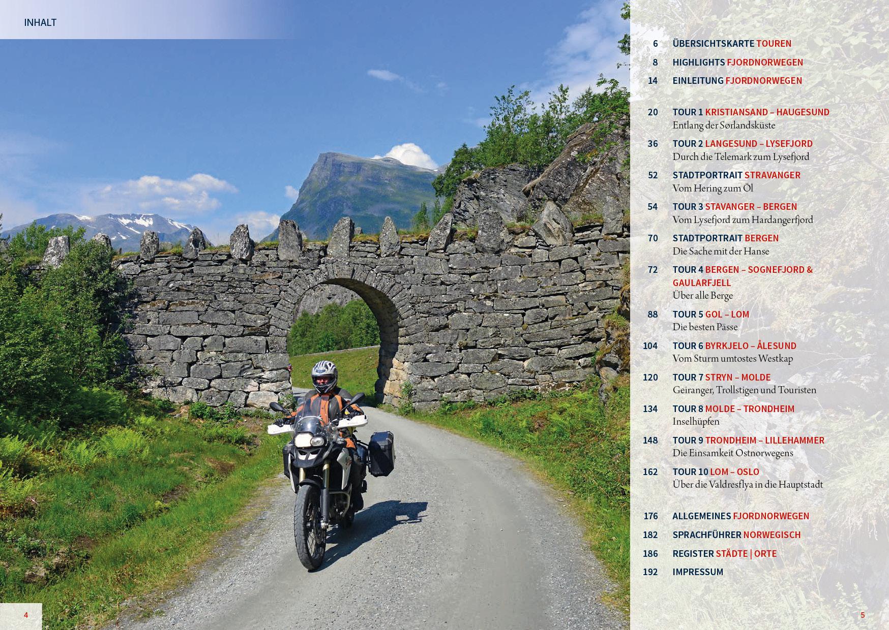 Beispielinhalt (Bild) Motorrad Reiseführer Fjord-Norwegen