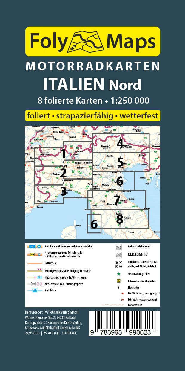 Rückseitencover FolyMaps Motorradkarten Italien Nord