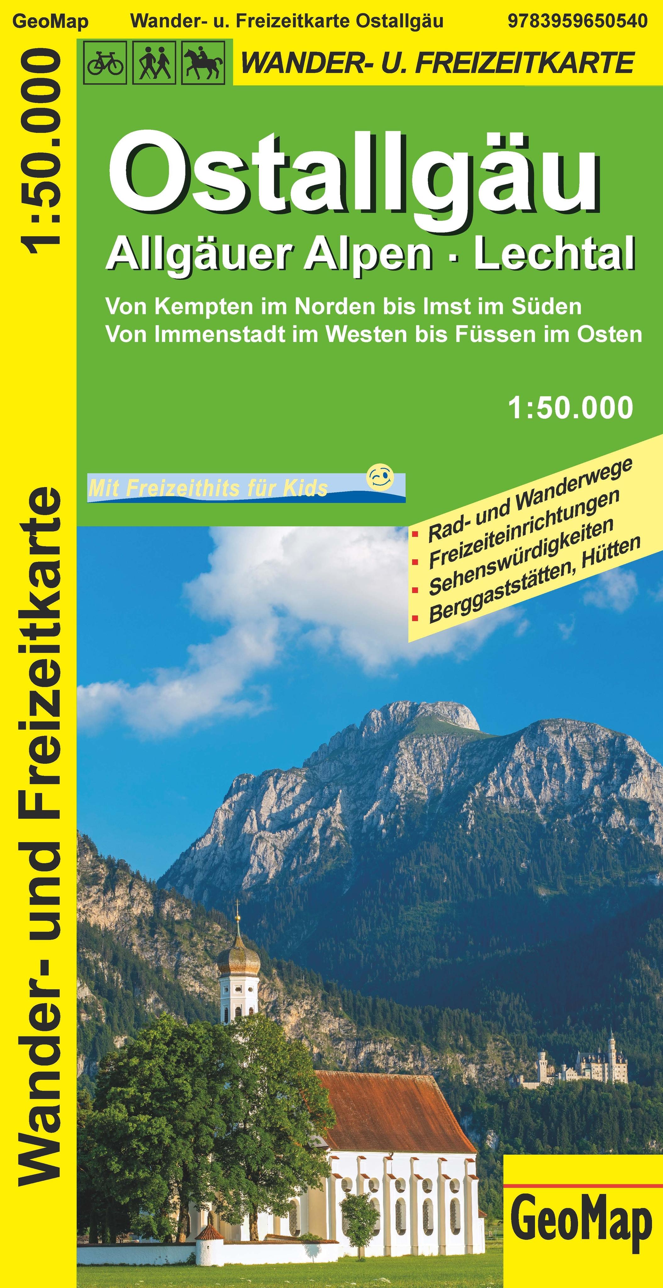 Vorderes Coverbild Ostallgäu, Allgäuer Alpen, Lechtal Wander- und Freizeitkarte