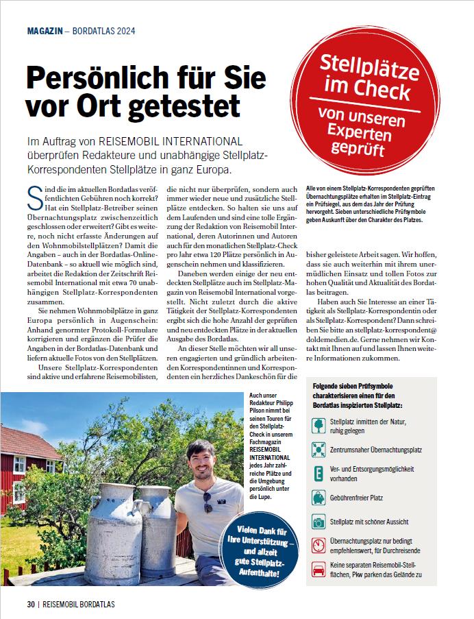 Beispielinhalt (Bild) Bordatlas Stellplatzführer 2025