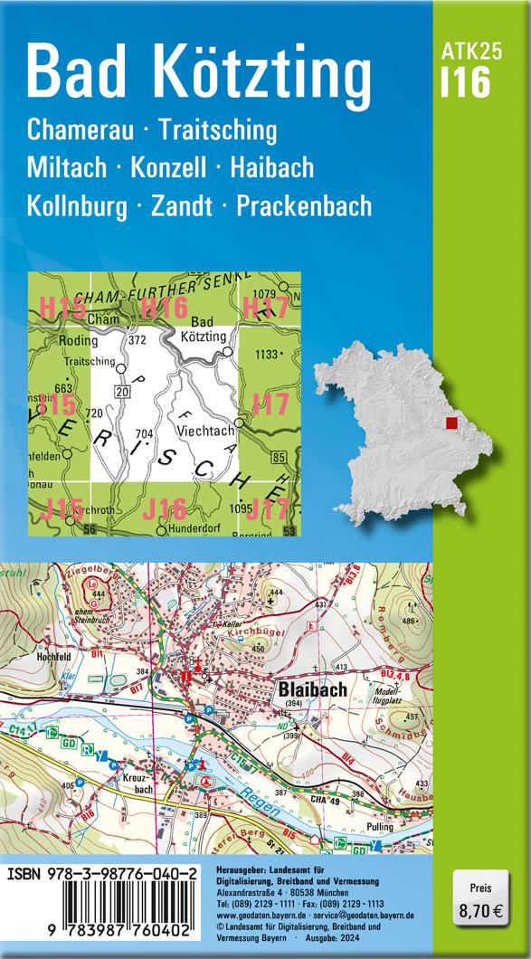 Rückseitencover ATK25-I16 Bad Kötzting (Amtliche Topographische Karte 1:25000)