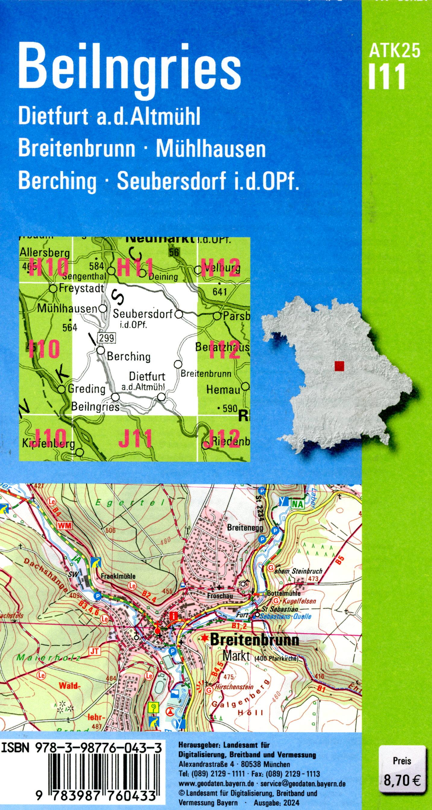Beispielinhalt (Bild) ATK25-I11 Beilngries (Amtliche Topographische Karte 1:25000)