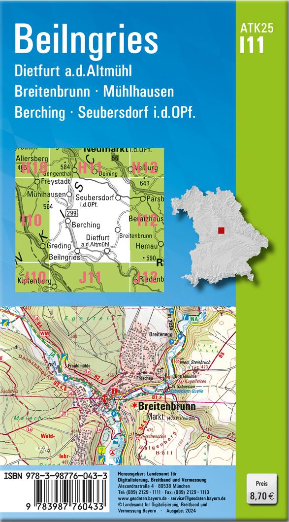 Rückseitencover ATK25-I11 Beilngries (Amtliche Topographische Karte 1:25000)