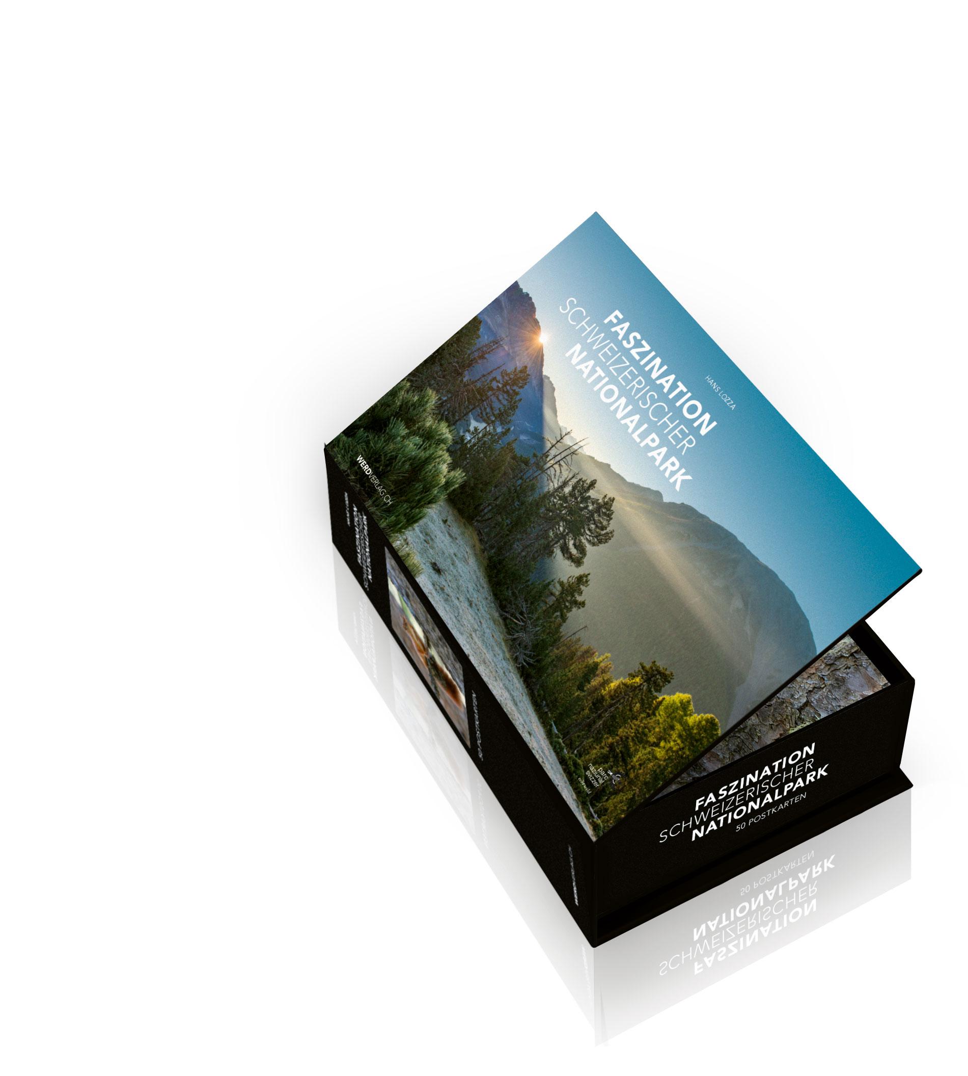Vorderes Coverbild Postkartenbox Faszination Schweizerischer Nationalpark