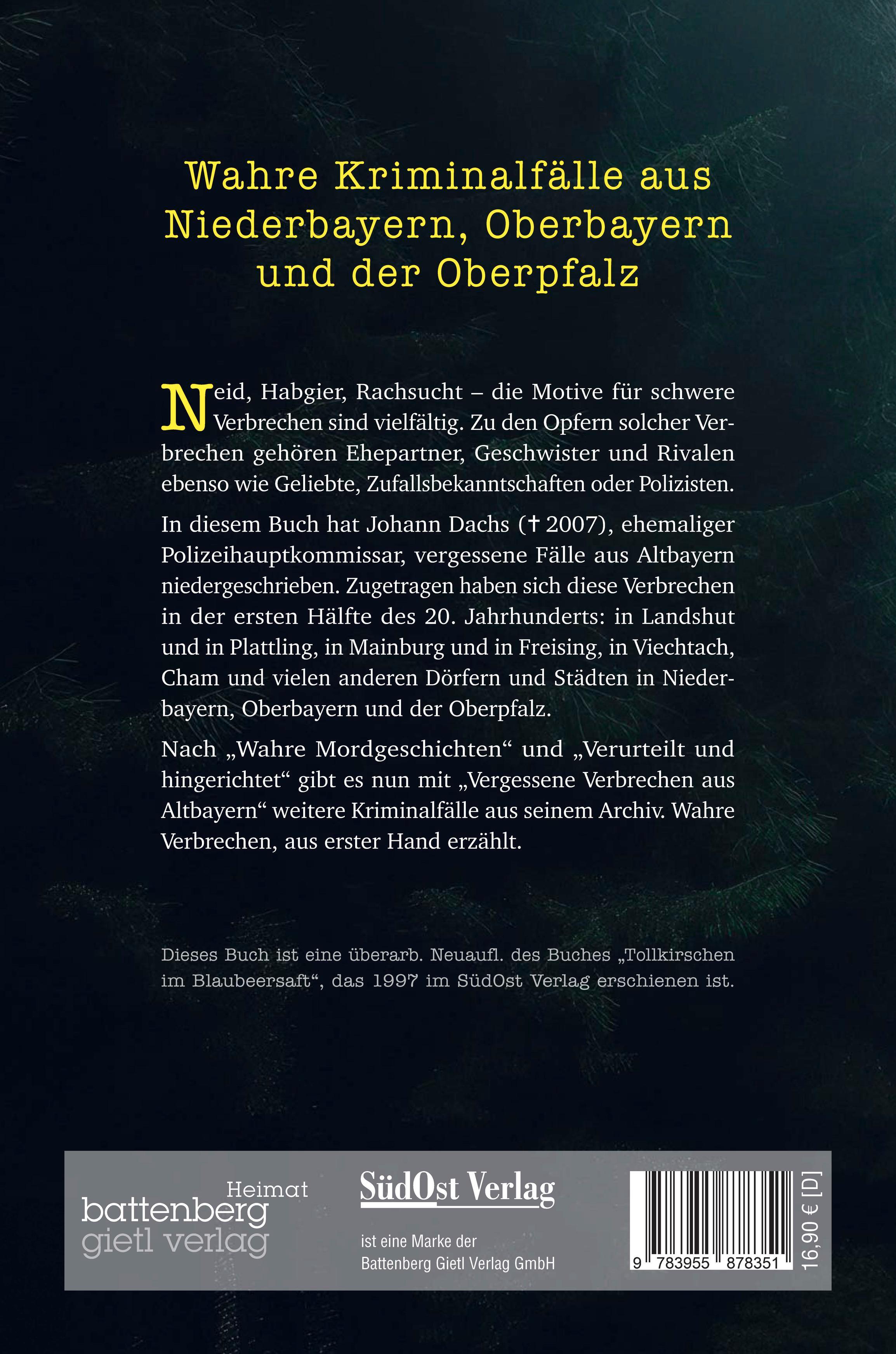 Rückseitencover Vergessene Verbrechen aus Altbayern