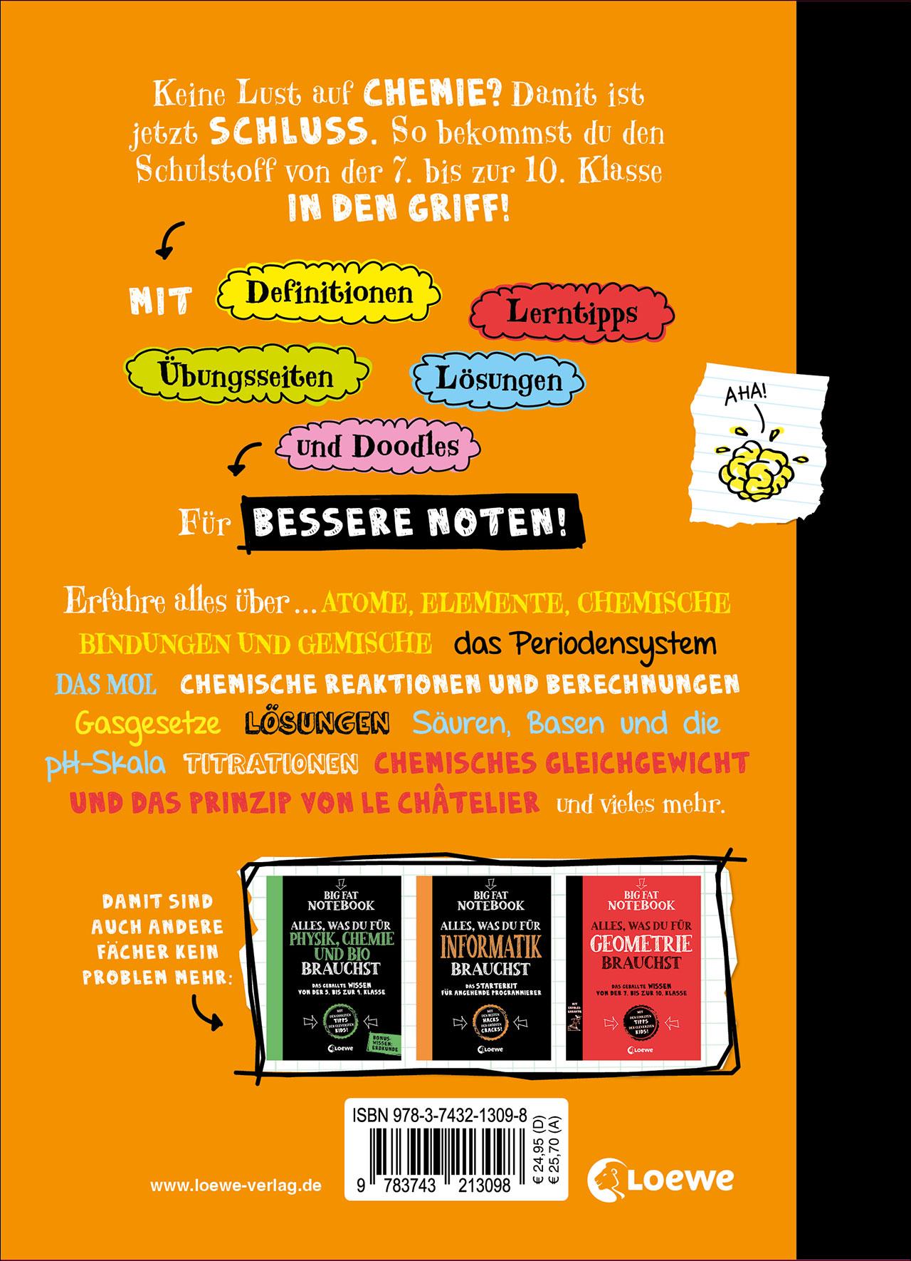 Rückseitencover Big Fat Notebook - Alles, was du für Chemie brauchst