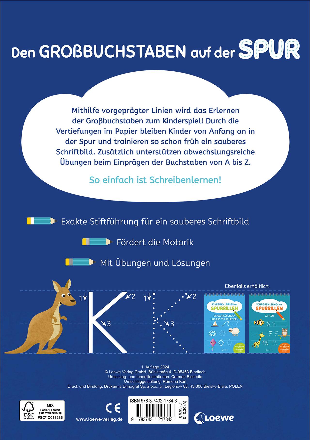 Rückseitencover Schreiben lernen mit Spurrillen - Großbuchstaben