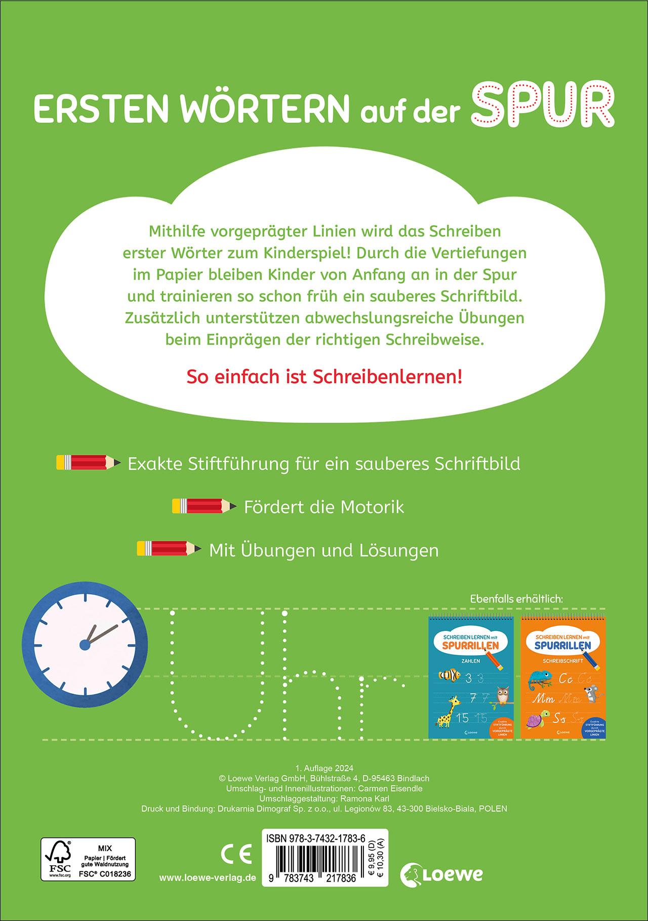 Rückseitencover Schreiben lernen mit Spurrillen - Erste Wörter