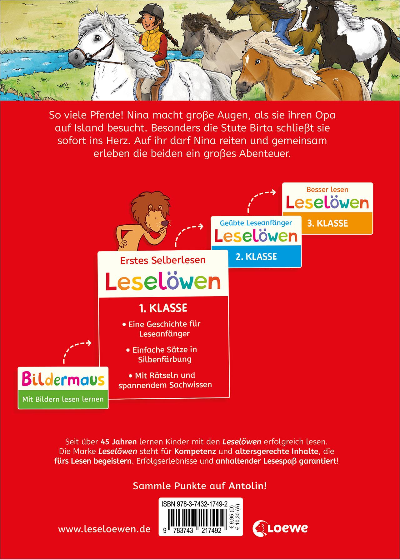 Rückseitencover Leselöwen 1. Klasse - Abenteuer bei den Islandpferden