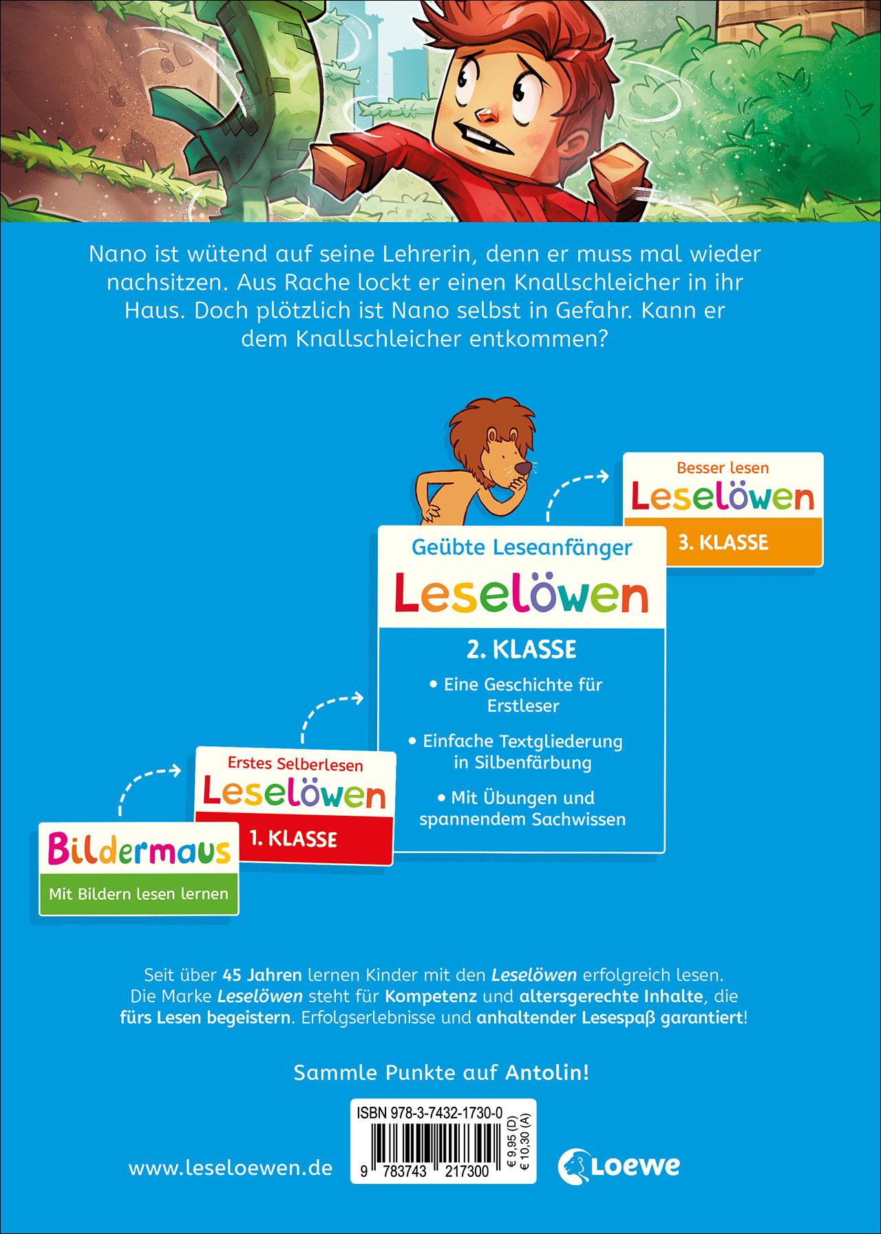 Rückseitencover Leselöwen 2. Klasse - Nano und der Knallschleicher