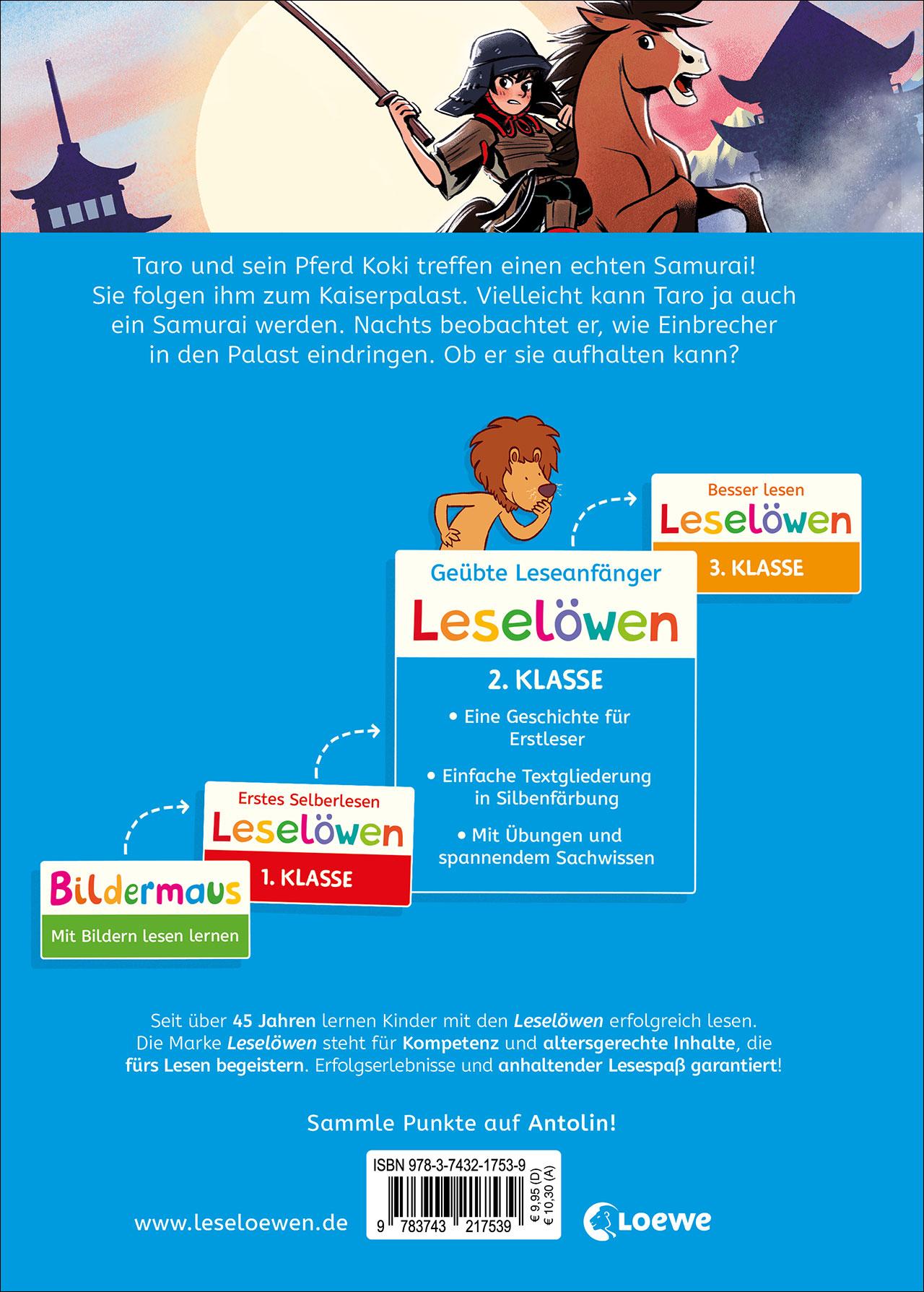 Rückseitencover Leselöwen 2. Klasse - Die Samurai retten den Kaiser