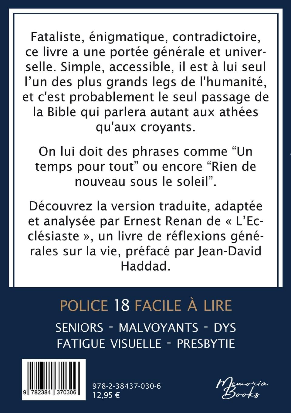 Rückseitencover L'Ecclésiaste en grands caractères