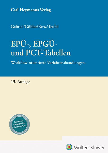Vorderes Coverbild EPÜ-, EPGÜ- und PCT-Tabellen