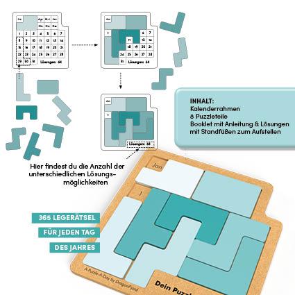 Beispielinhalt (Bild) Dein Puzzle-Kalender. Lege das Datum - ein Rätsel für jeden Tag im Jahr