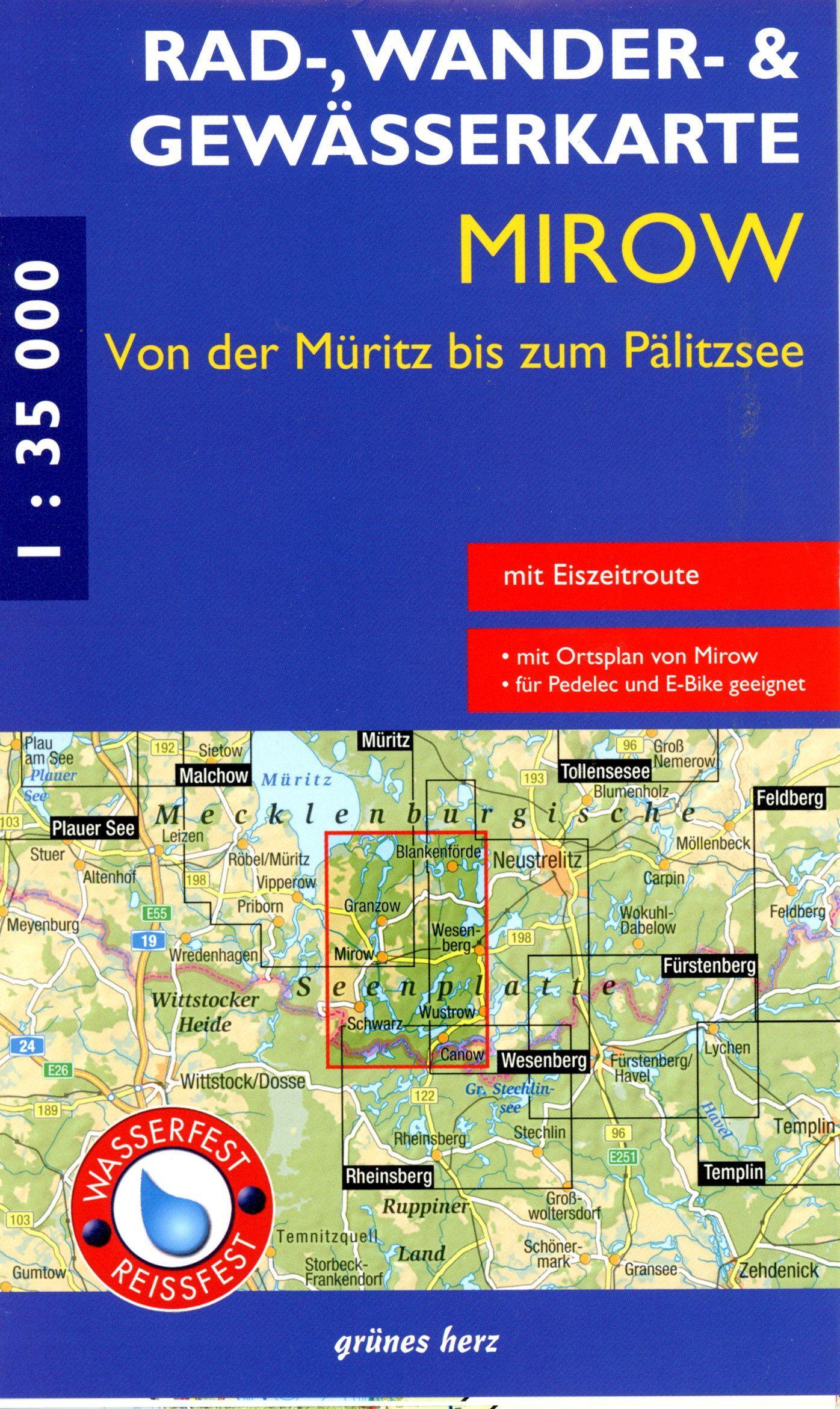Vorderes Coverbild Rad-, Wander- und Gewässerkarte Mirow - von der Müritz zum Pälitzsee mit Eiszeitroute