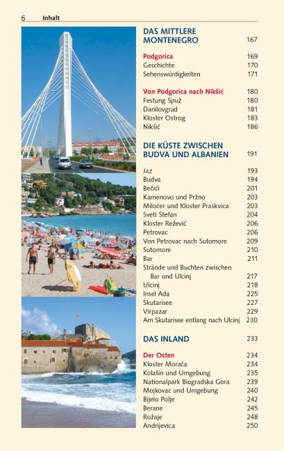 Beispielinhalt (Bild) TRESCHER Reiseführer Montenegro