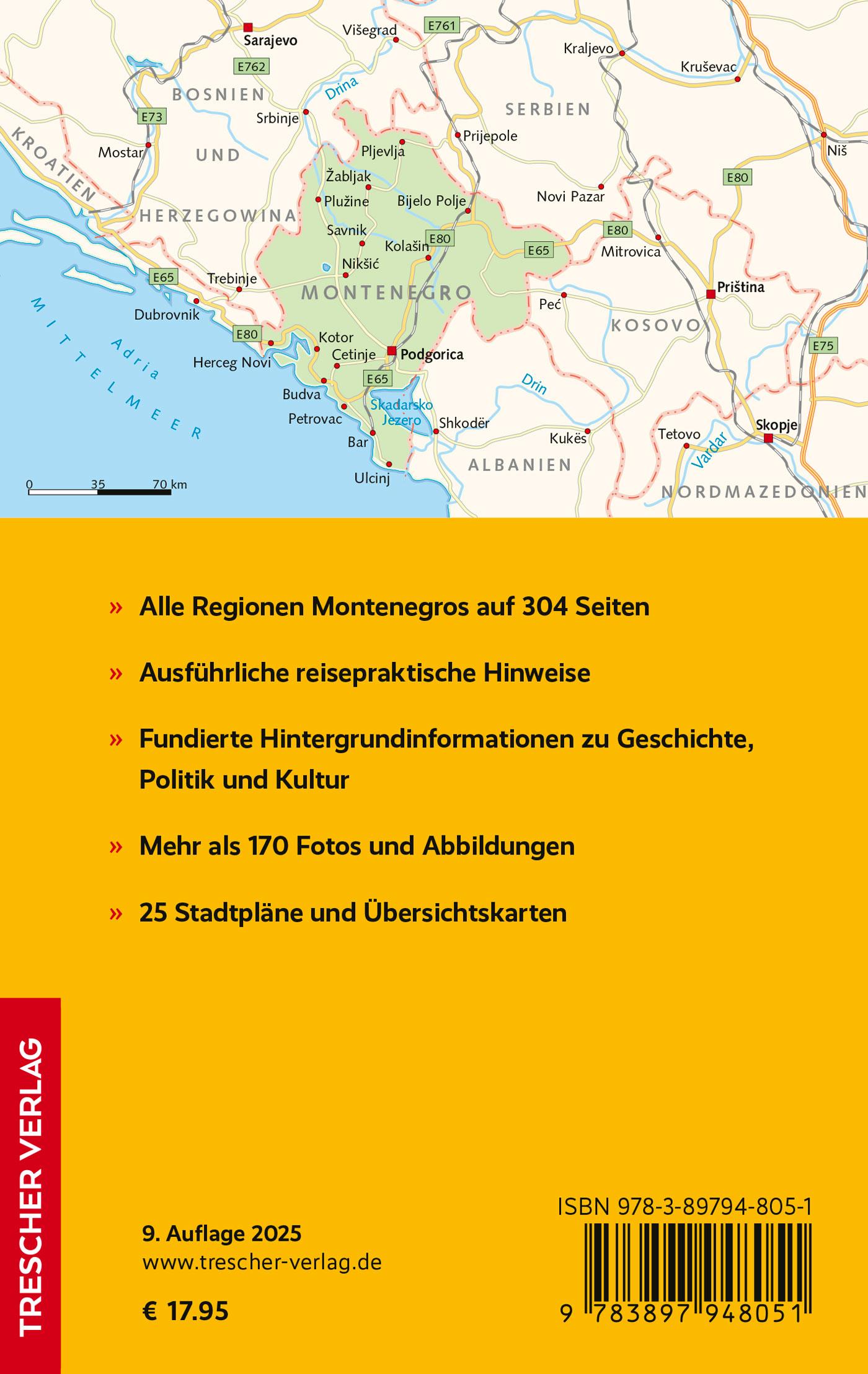 Rückseitencover TRESCHER Reiseführer Montenegro
