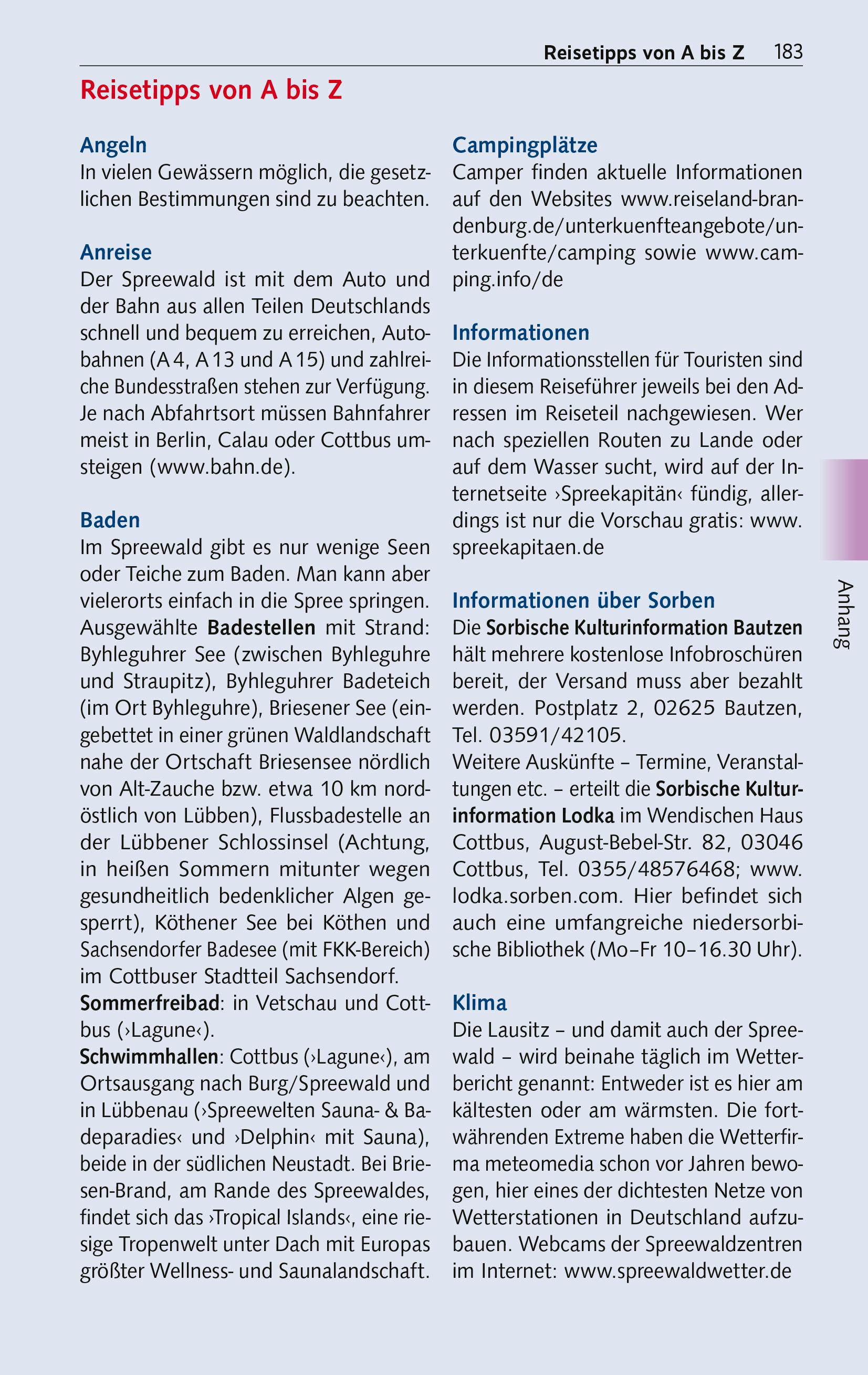 Beispielinhalt (Bild) TRESCHER Reiseführer Spreewald