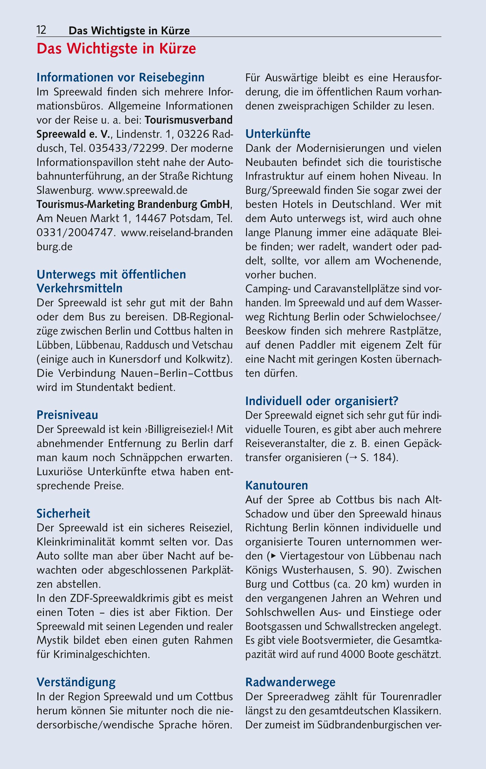 Beispielinhalt (Bild) TRESCHER Reiseführer Spreewald