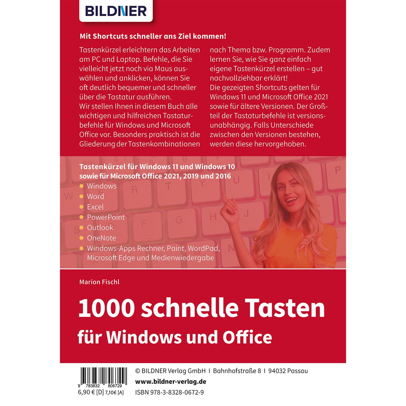 Rückseitencover 1000 Schnelle Tasten für Windows und Office