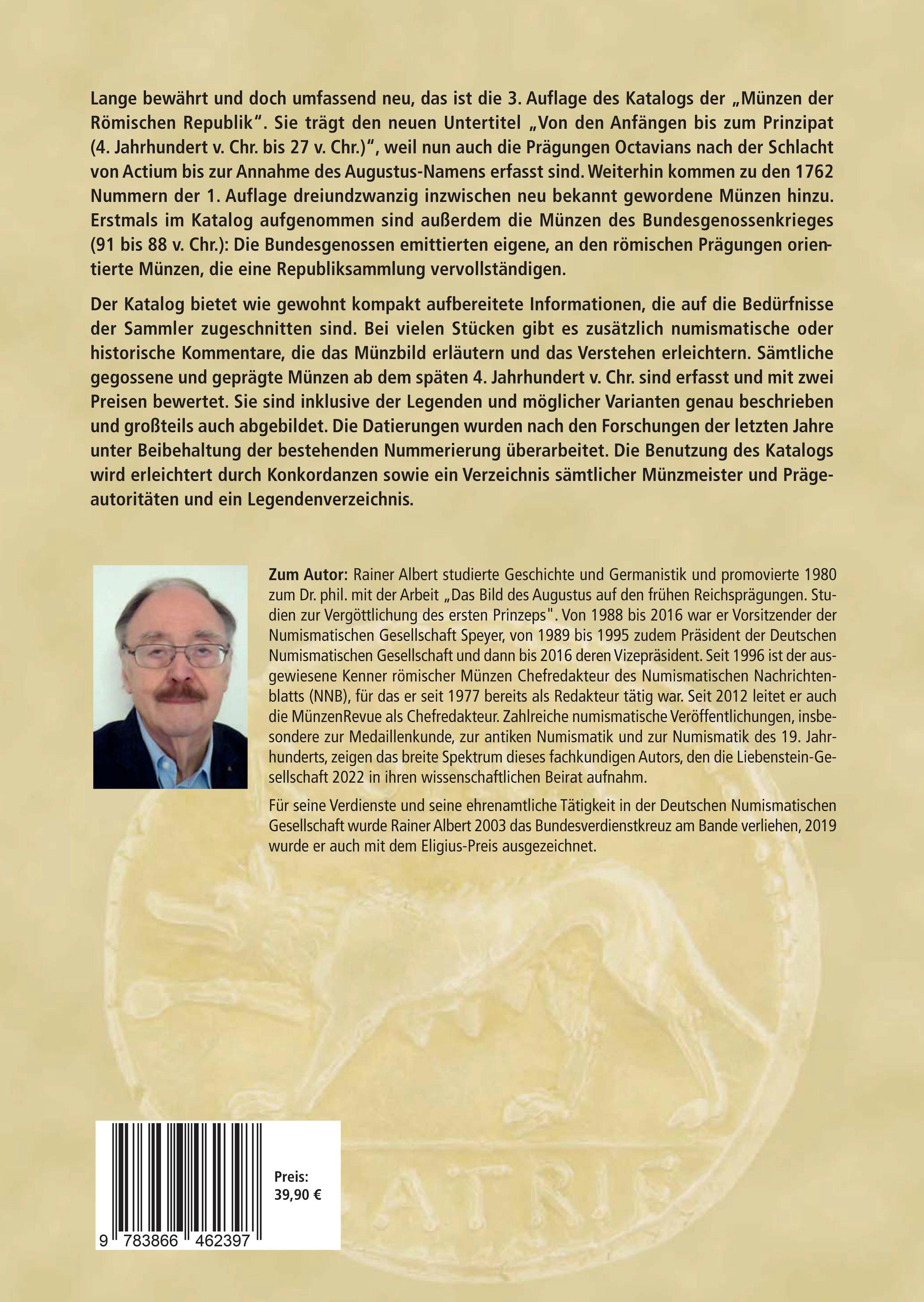 Rückseitencover Die Münzen der Römischen Republik