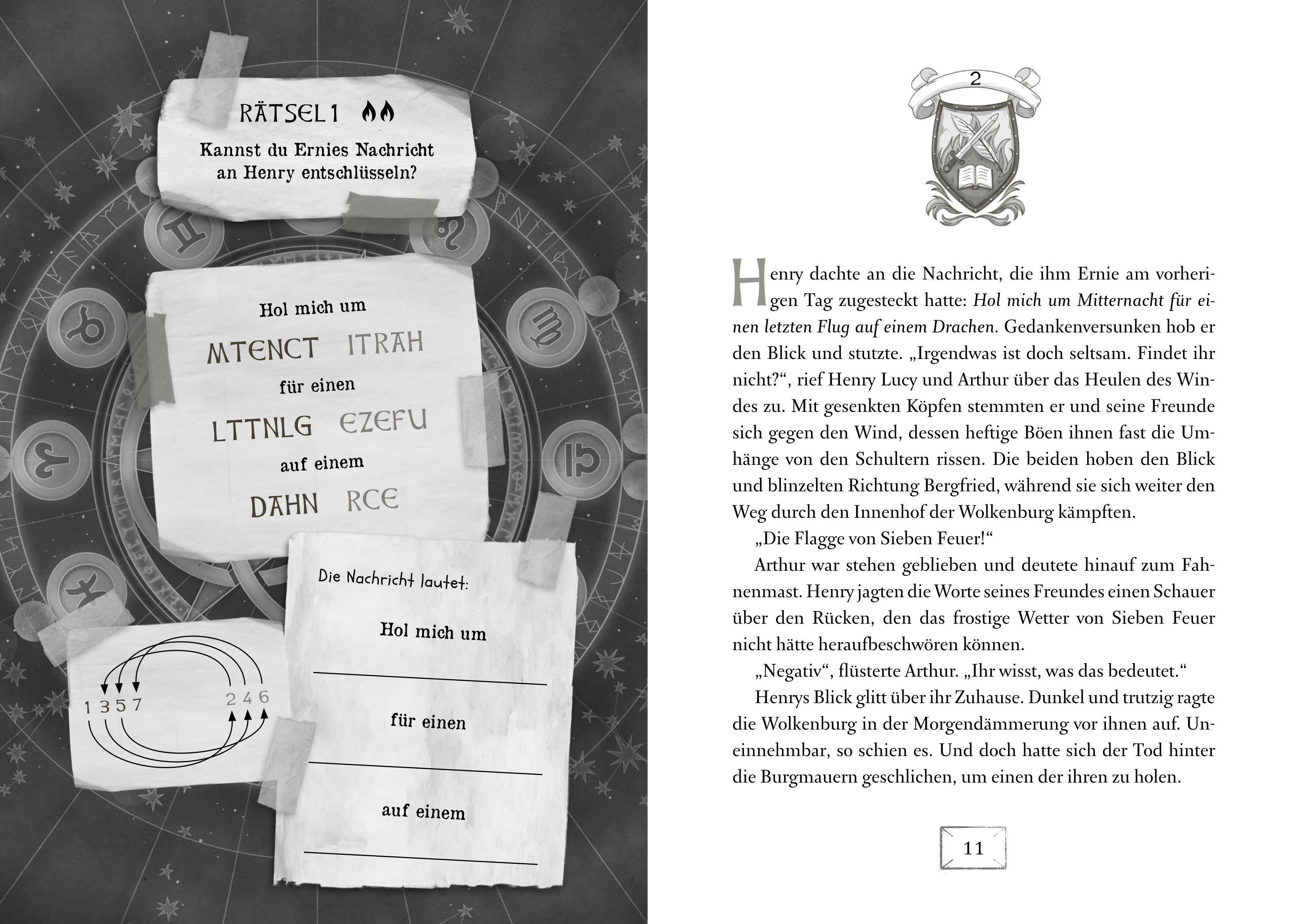 Beispielinhalt (Bild) Die geheime Drachenschule: Löse das Rätsel des ewigen Feuers