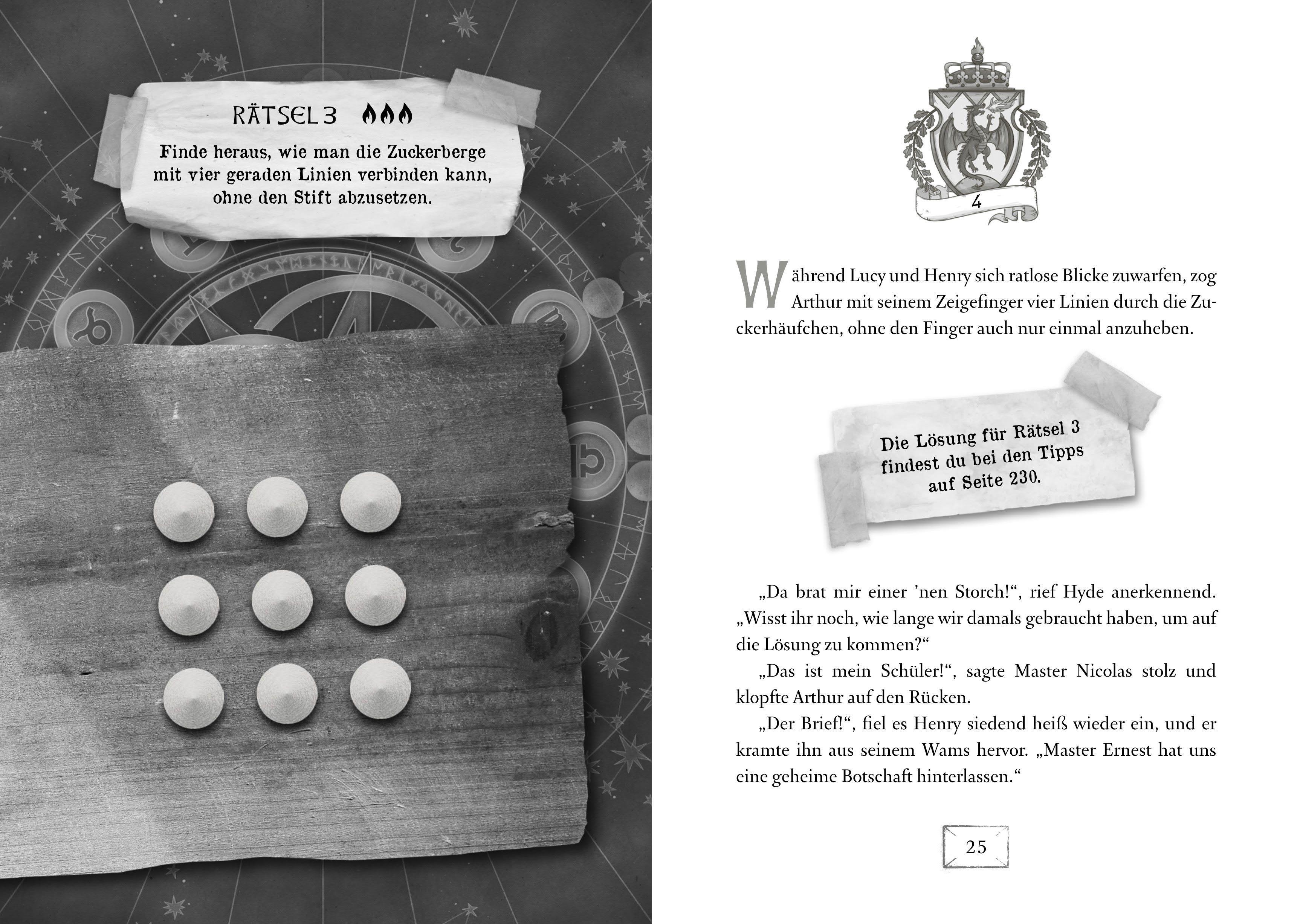 Beispielinhalt (Bild) Die geheime Drachenschule: Löse das Rätsel des ewigen Feuers