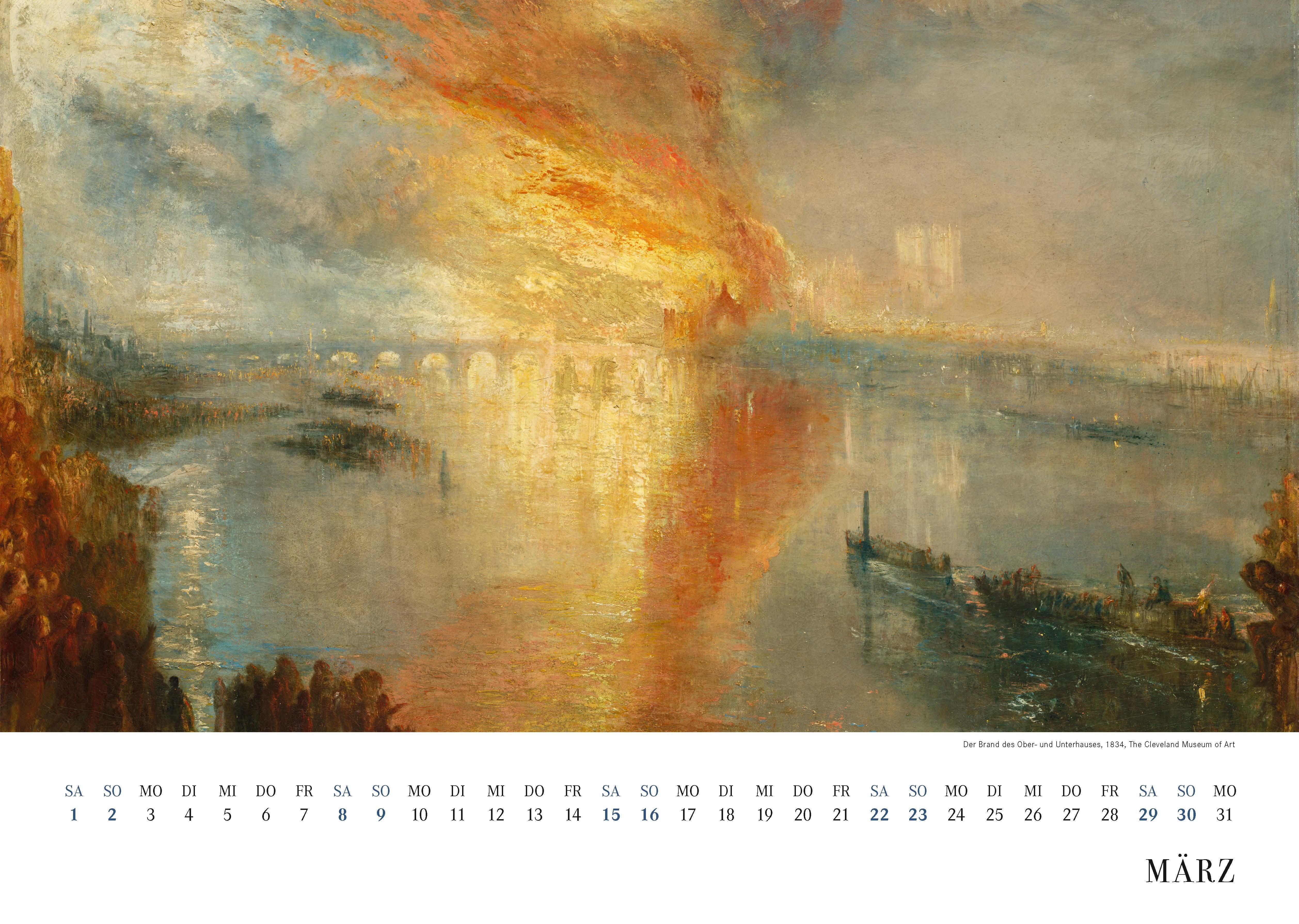 Beispielinhalt (Bild) William Turner. Wandkalender 2025