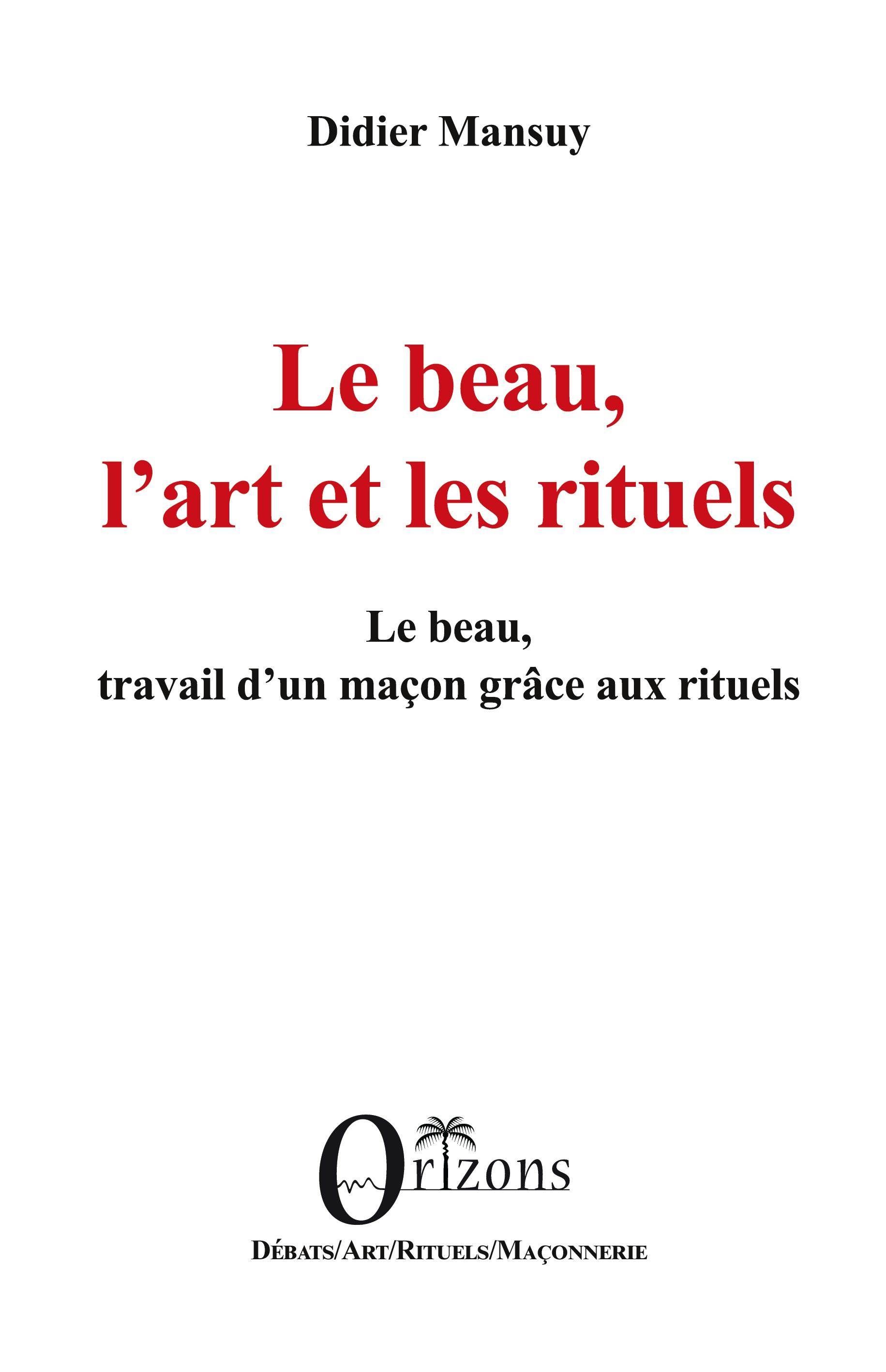 Vorderes Coverbild Le beau, l'art et les rituels
