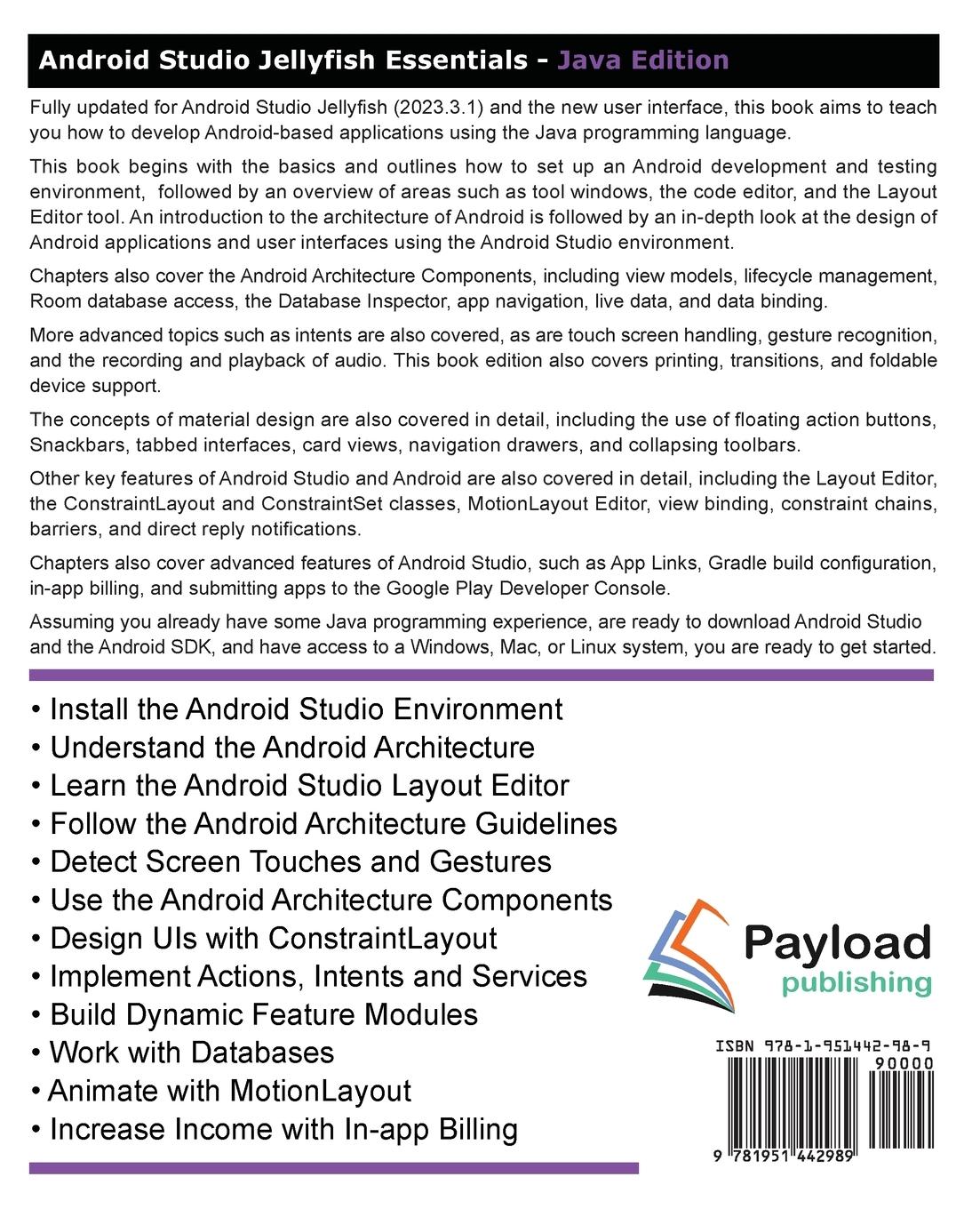 Rückseitencover Android Studio Jellyfish Essentials - Java Edition