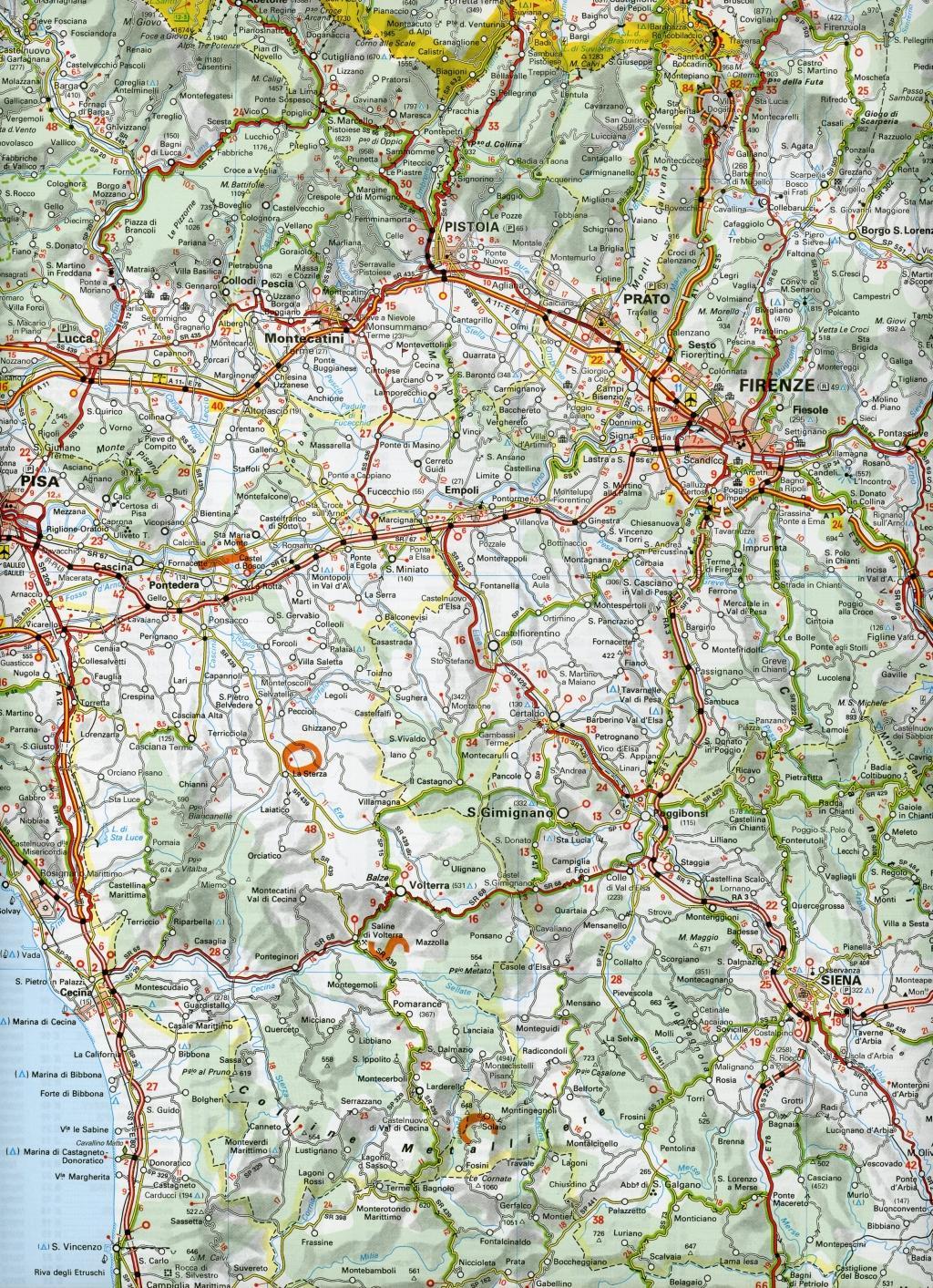 Beispielinhalt (Bild) Michelin Toskana, Umbrien, San Marino, Marken, Latium, Abruzzen. Straßen- und Tourismuskarte 1:400.000