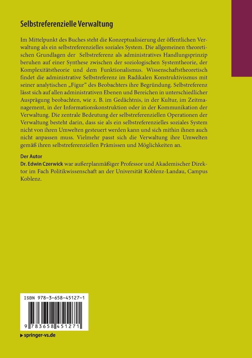 Rückseitencover Selbstreferenzielle Verwaltung