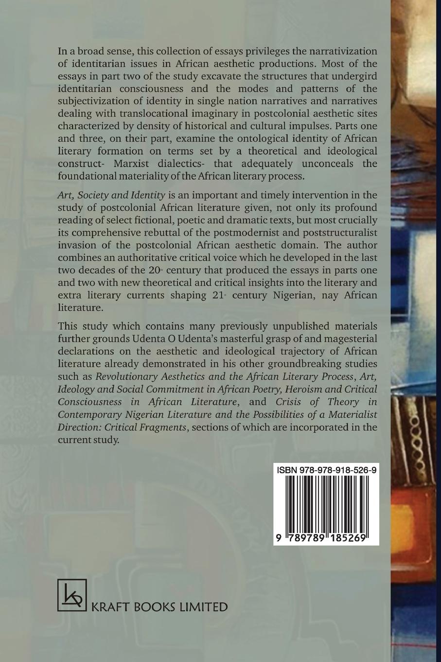 Rückseitencover Art, Society and Identity