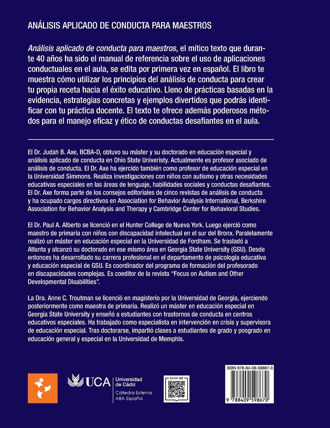 Rückseitencover Análisis Aplicado de Conducta para Maestros [Paperback]