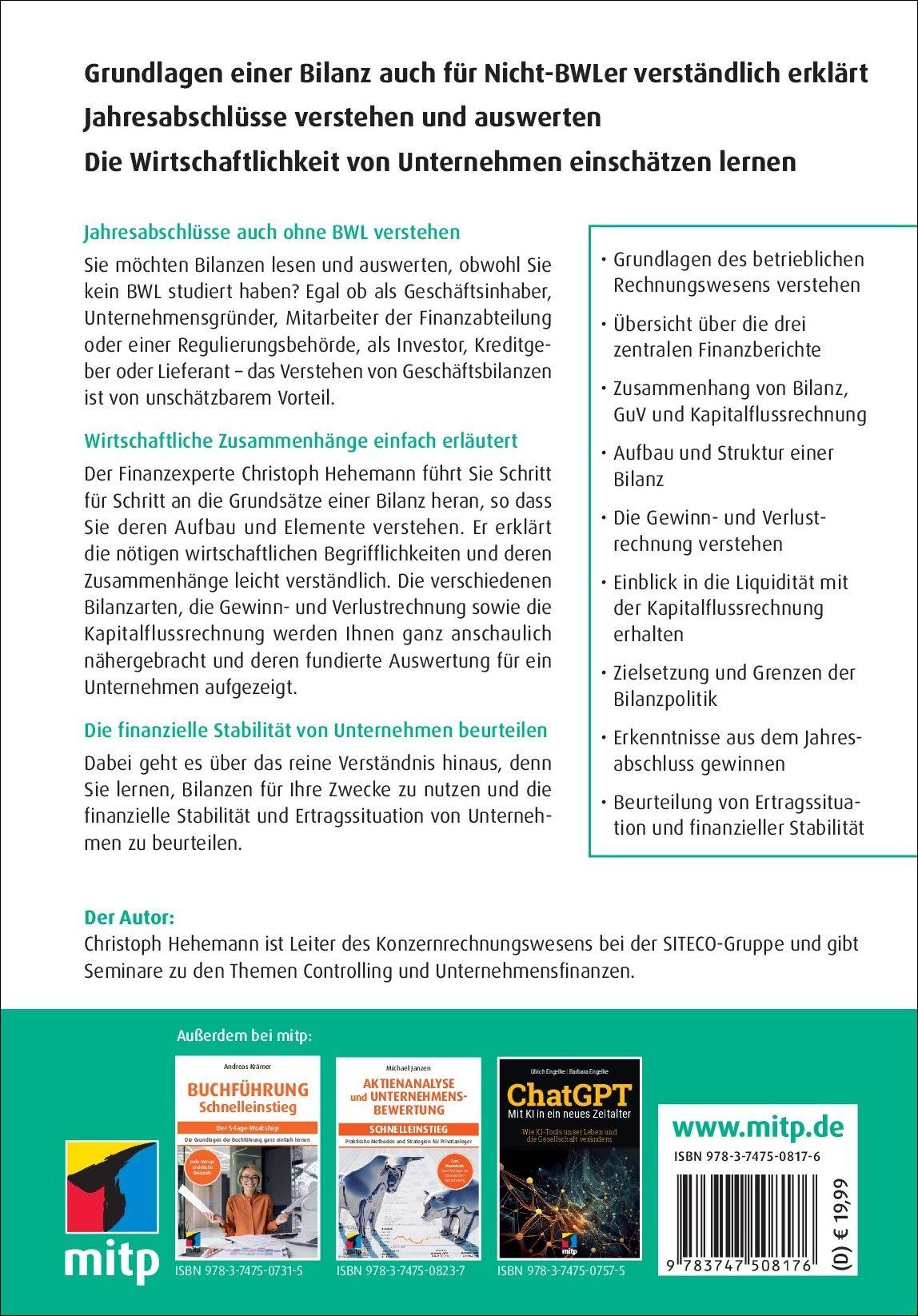 Rückseitencover Bilanzen verstehen und auswerten - Schnelleinstieg