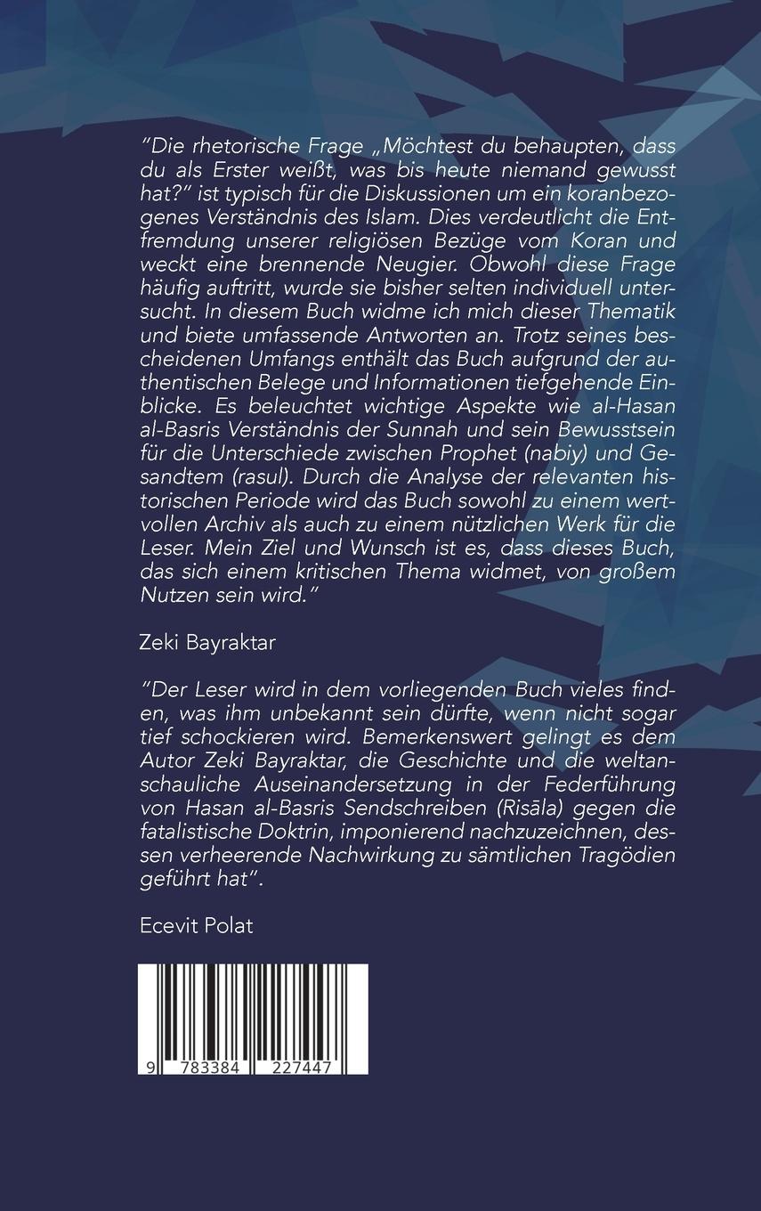 Rückseitencover In Bezug auf sein Sendschreiben über die "Prädestination" Hasan Al-Basris