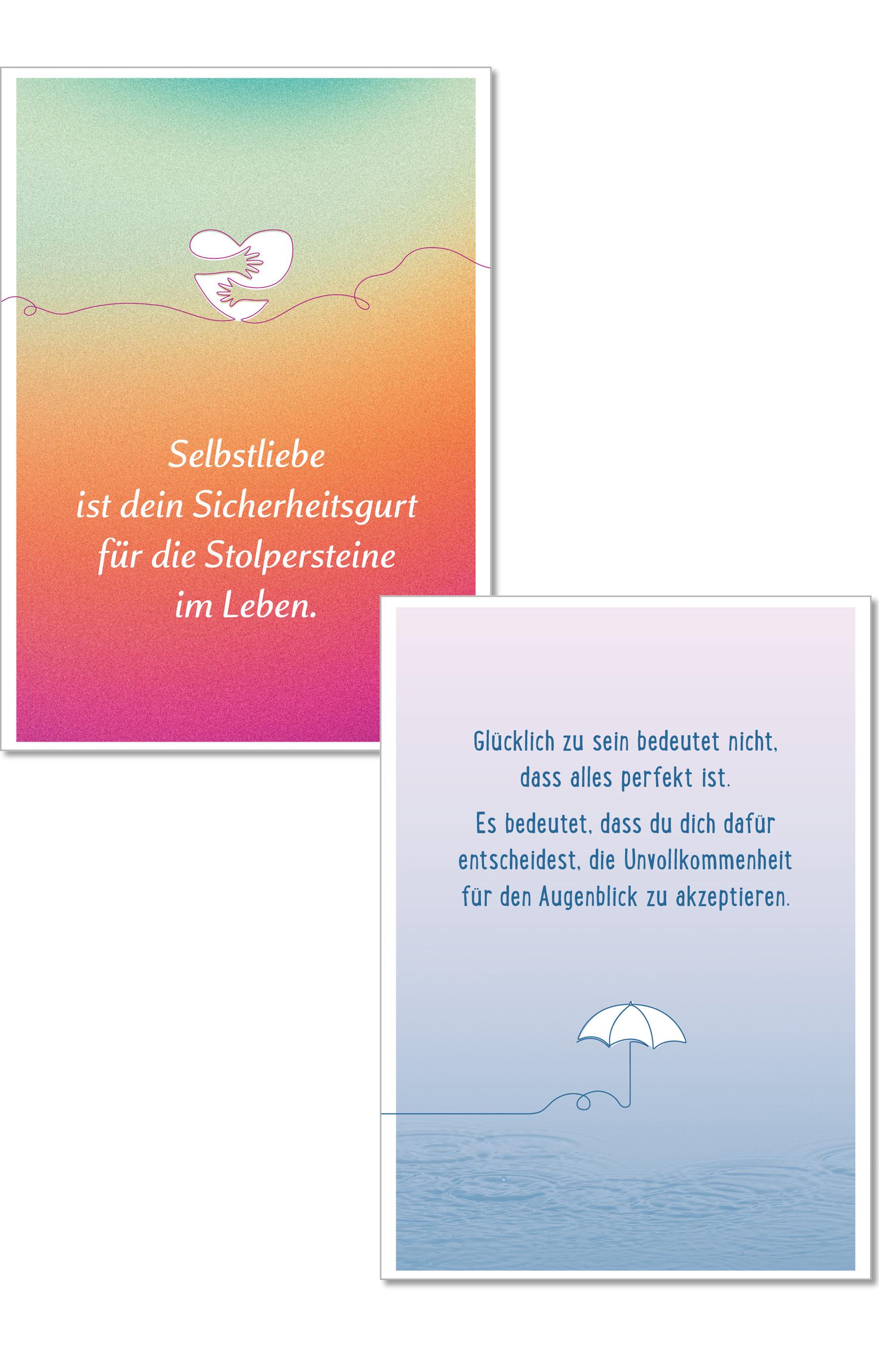 Beispielinhalt (Bild) Die Lebensfreude-Postkarten. Ich kann. Ich will. Ich werde.