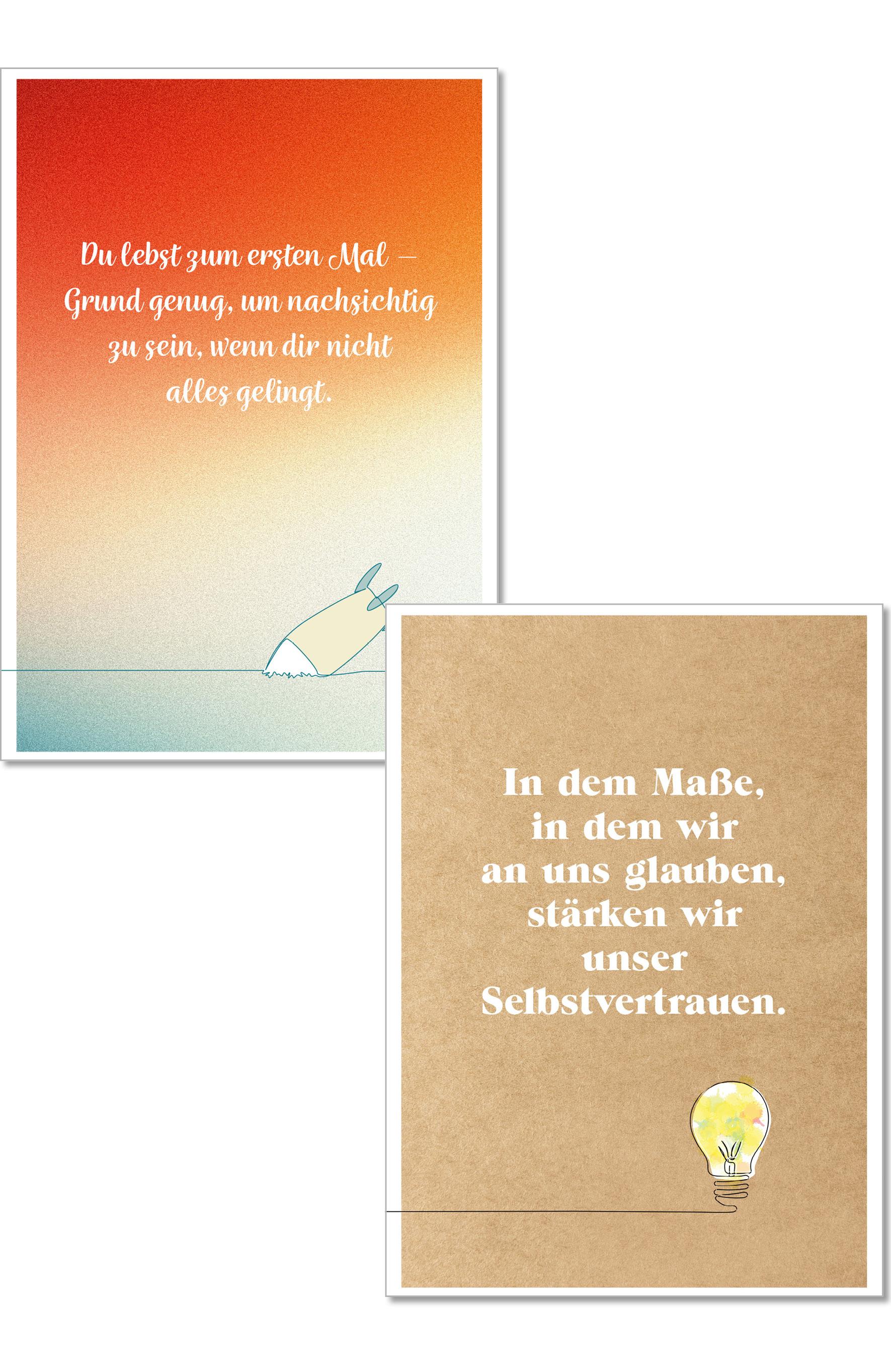 Beispielinhalt (Bild) Die Lebensfreude-Postkarten. Ich kann. Ich will. Ich werde.