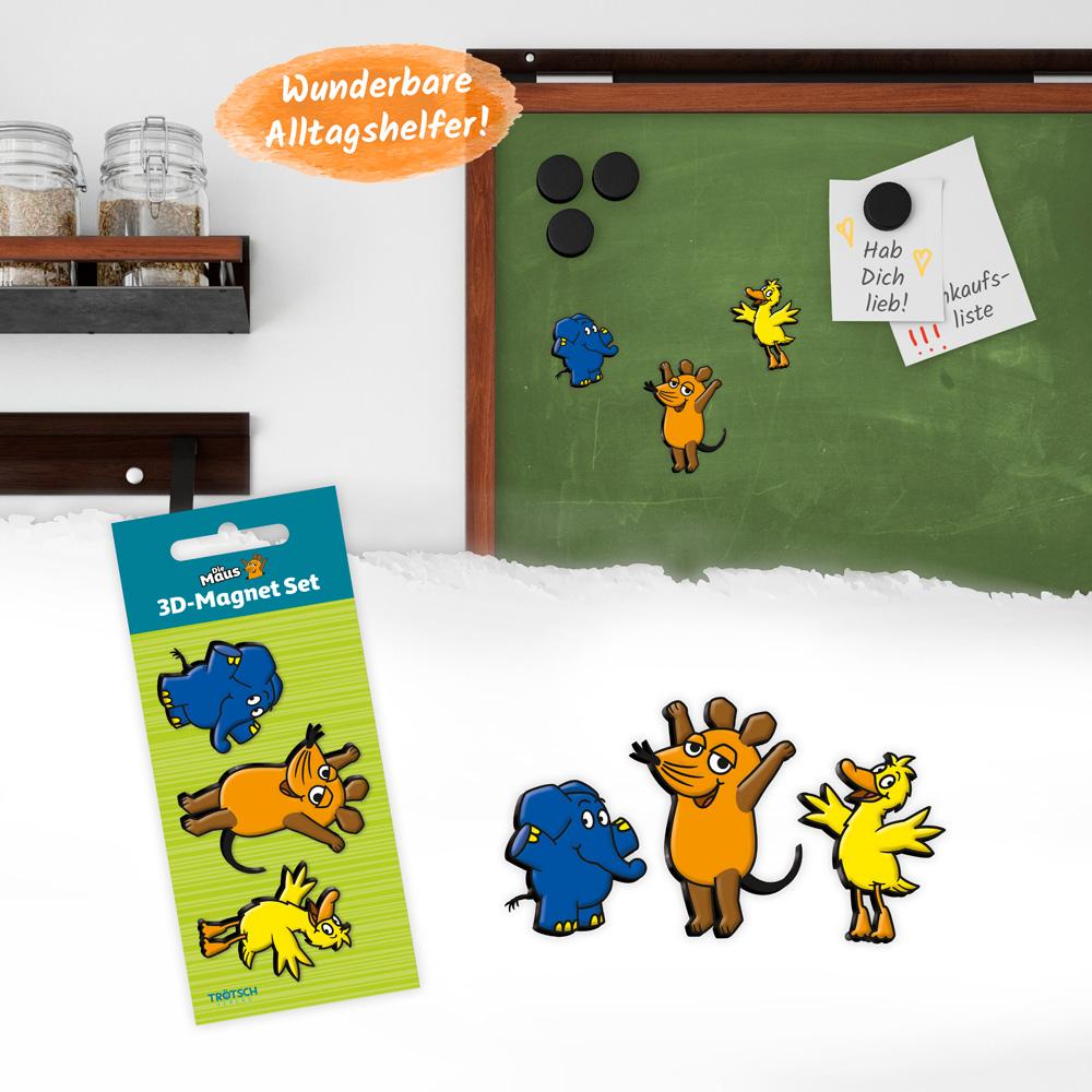 Beispielinhalt (Bild) Trötsch Die Maus 3er Set Magnete Drei Freunde