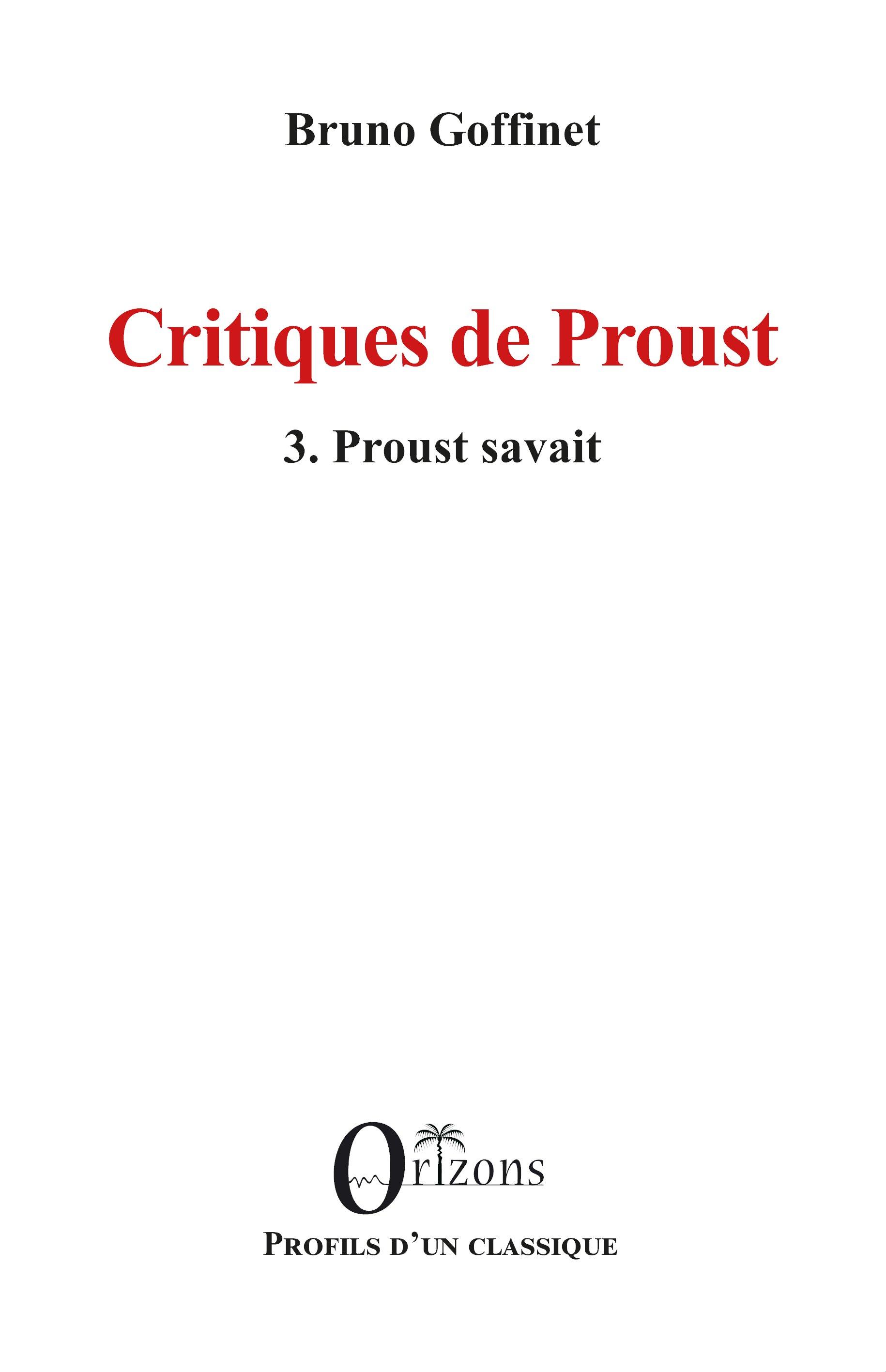 Vorderes Coverbild Critiques de Proust