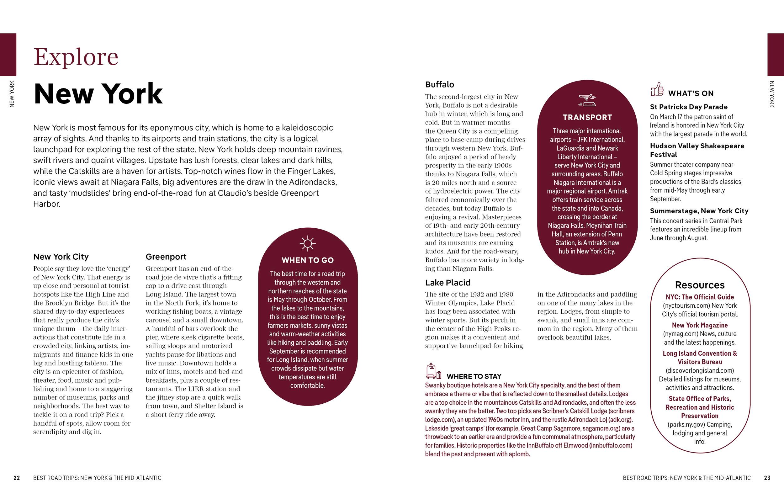 Beispielinhalt (Bild) Lonely Planet Best Road Trips New York & the Mid-Atlantic