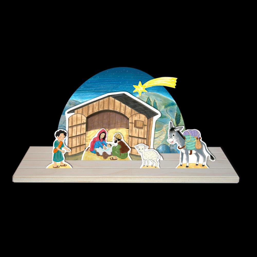 Beispielinhalt (Bild) Eselchen Zippora auf dem Weg nach Bethlehem. Eine Weihnachtsgeschichte für die Erzählschiene. Erzählschienen-Figurenset