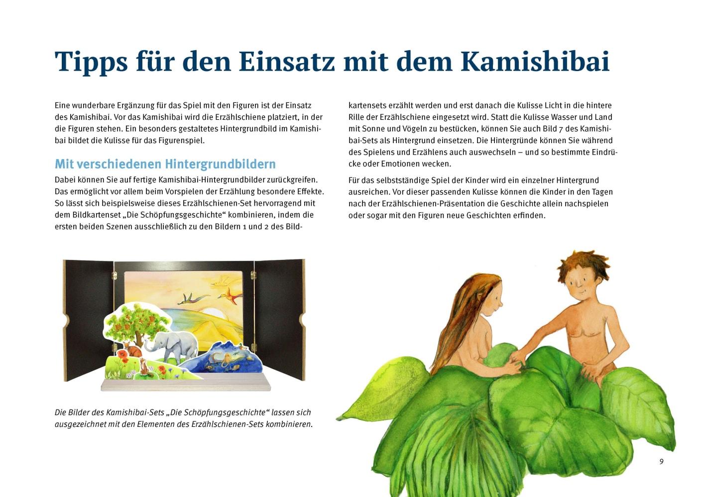Beispielinhalt (Bild) Die Schöpfungsgeschichte. Wie Himmel und Erde entstanden. Erzählschienen-Figurenset