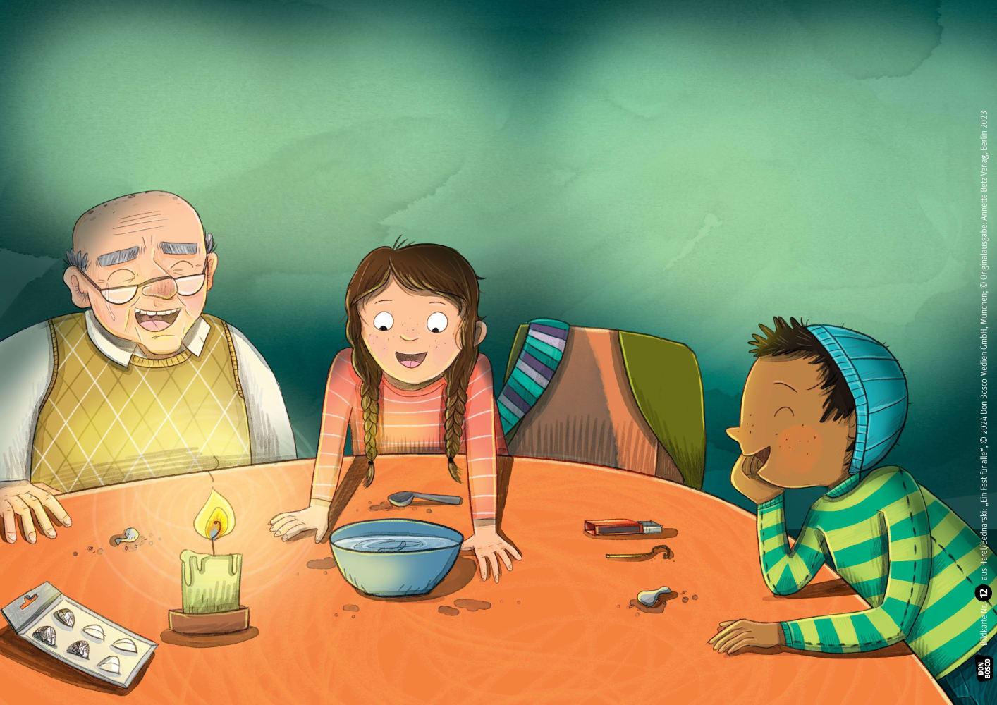 Beispielinhalt (Bild) Ein Fest für alle. Schneinachten in der Nachtigallstraße. Kamishibai Bildkartenset