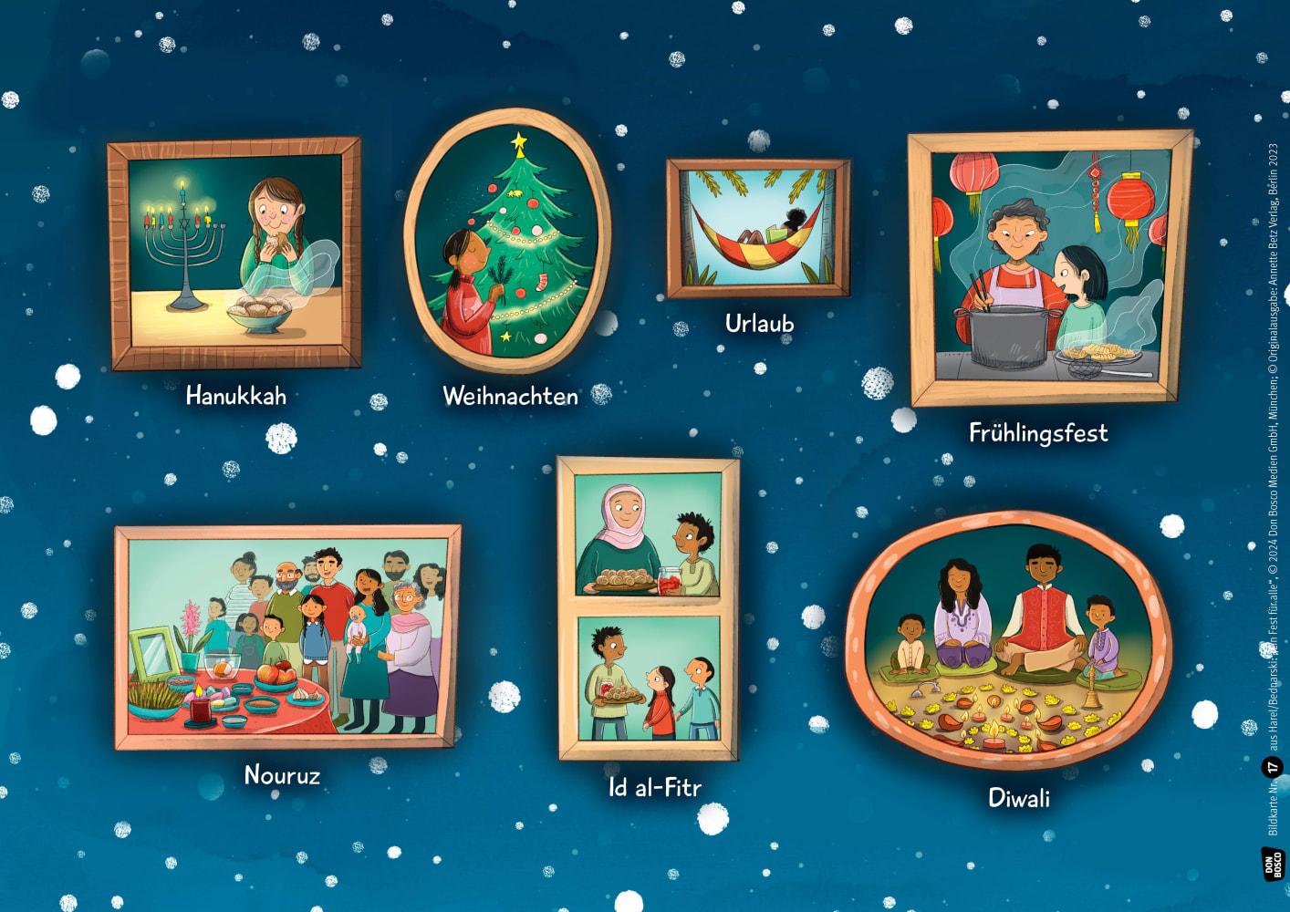 Beispielinhalt (Bild) Ein Fest für alle. Schneinachten in der Nachtigallstraße. Kamishibai Bildkartenset