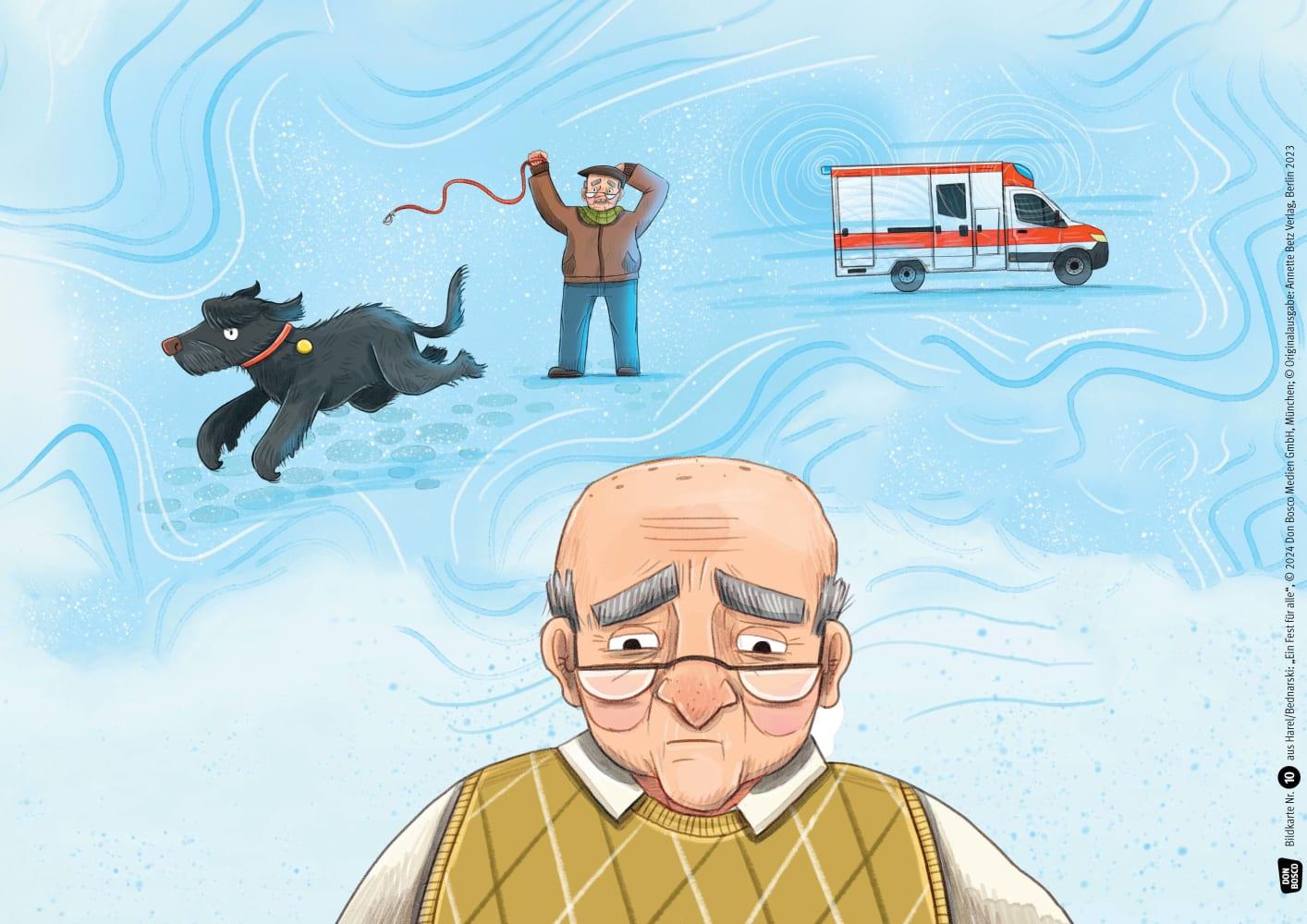 Beispielinhalt (Bild) Ein Fest für alle. Schneinachten in der Nachtigallstraße. Kamishibai Bildkartenset